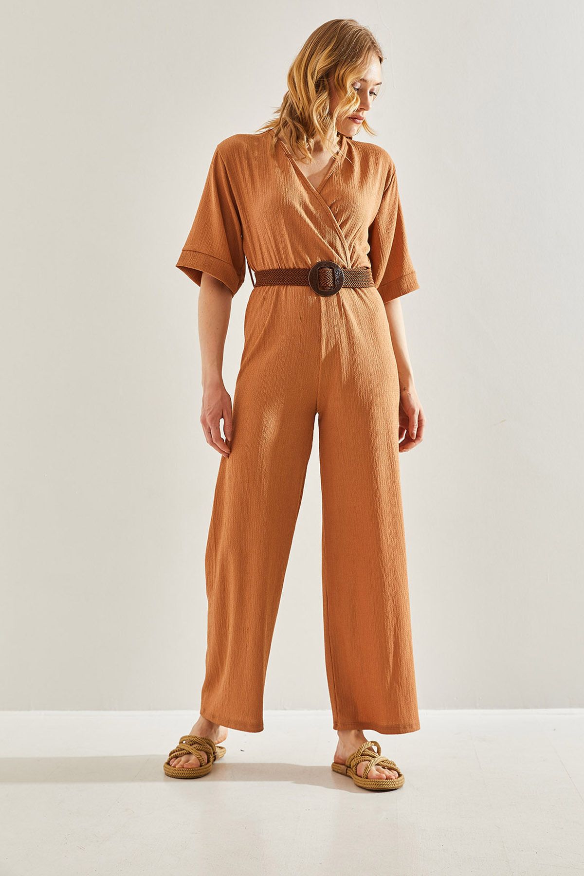 Bianco Lucci-Kétsoros galléros öves női jumpsuit -60221027 3