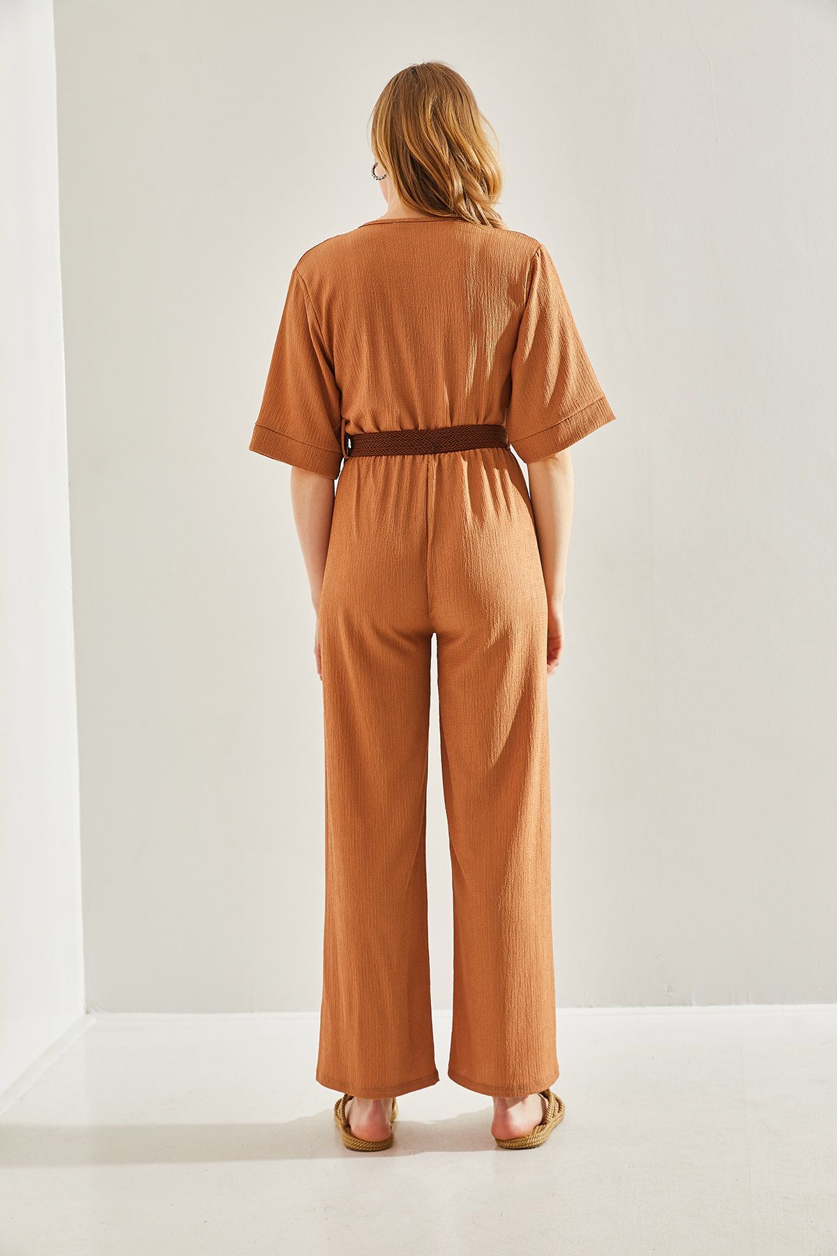 Bianco Lucci-Kétsoros galléros öves női jumpsuit -60221027 4