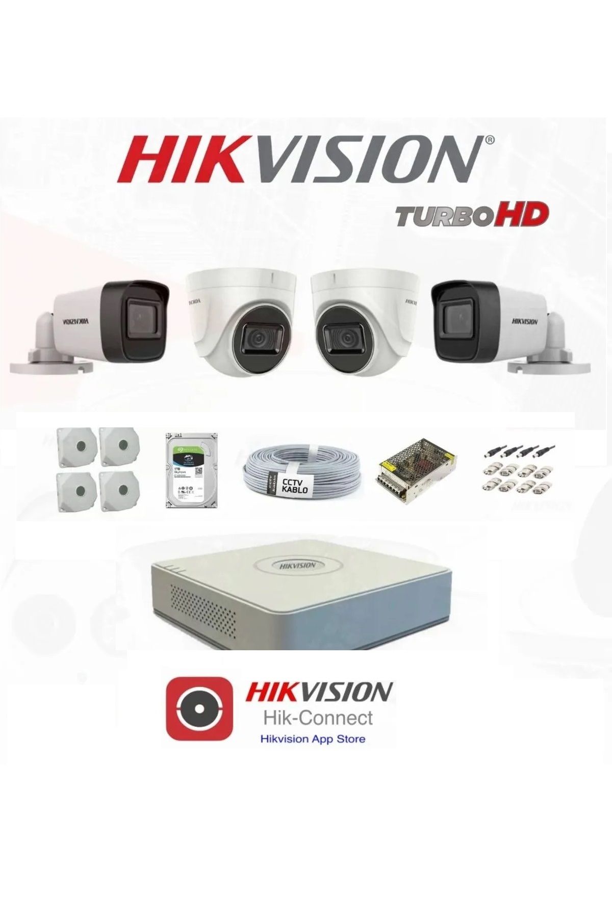 HİKVİSİON 4 LÜ KAMERA FULL SET 1TB