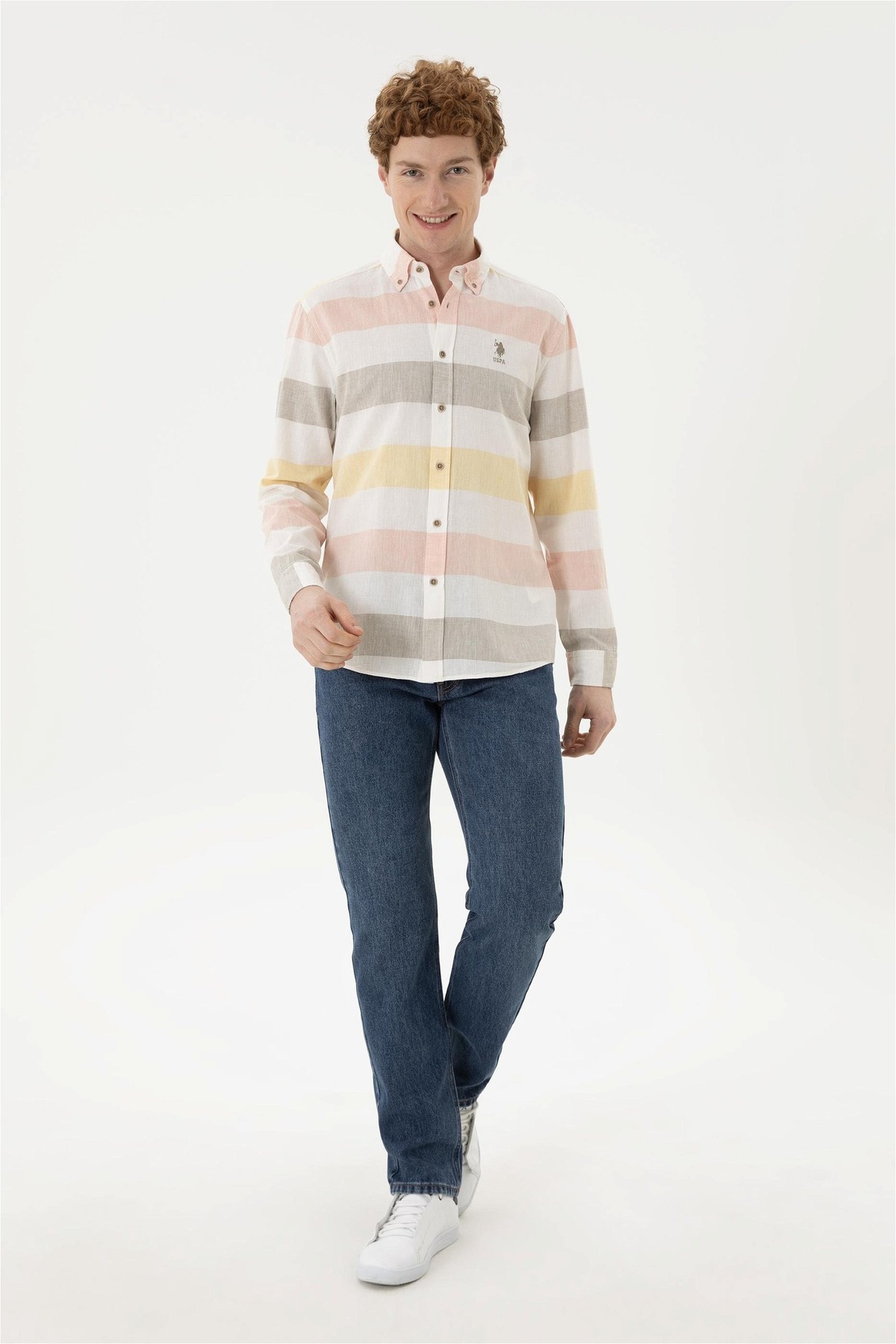 پیراهن مردانه خاکی یو اس پولو | 1837589.VR027 ELİFSU BUTİKHOME اورجینال - تصویر 4