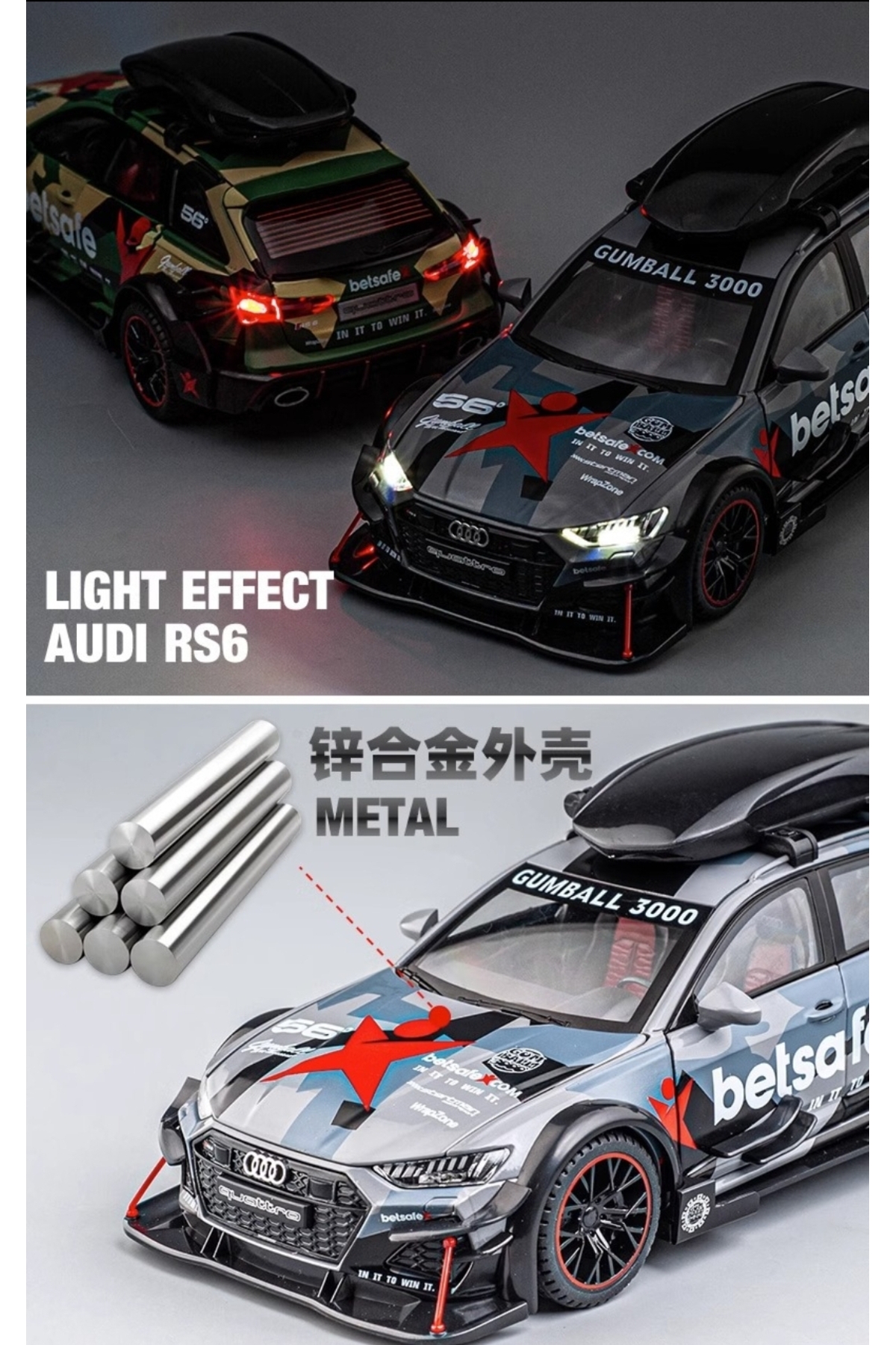 Audi RS6 Modellauto 1:24 - Modifiziertes Sammlerstück Mit Licht & Sound