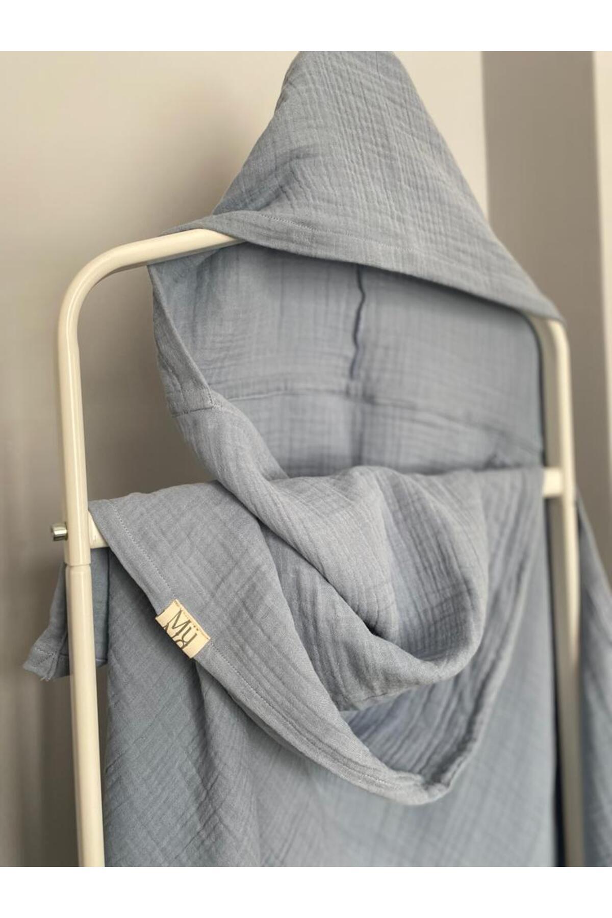 Müslin Banyo Kurulama Örtüsü Gri 5