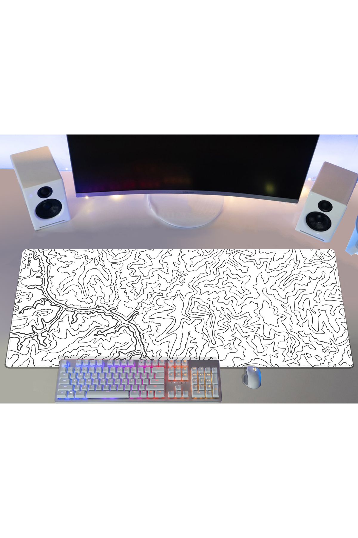 PORGE-90x40 XXL White Gaming Mouse Pad - Gaming Mousepad 3