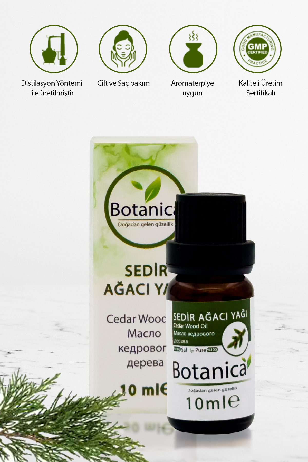 botanica Sedir Ağacı Yağı - Cedrus Atlantica - ( Arındırıcı - Odak Artırıcı ) Aromaterapik Uçucu Yağ 10 ml