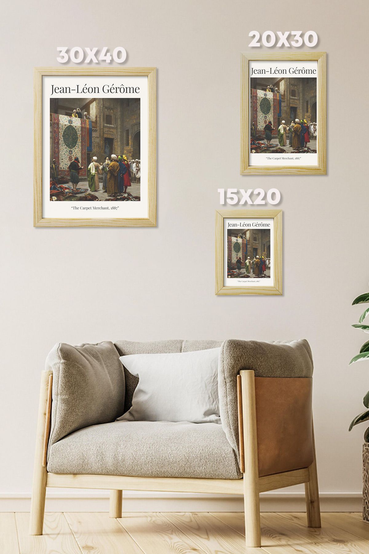 DuoArt-Jean Leon Gerome-Carpet Merchant Famous Works Natural Wood Framed White Poster 7