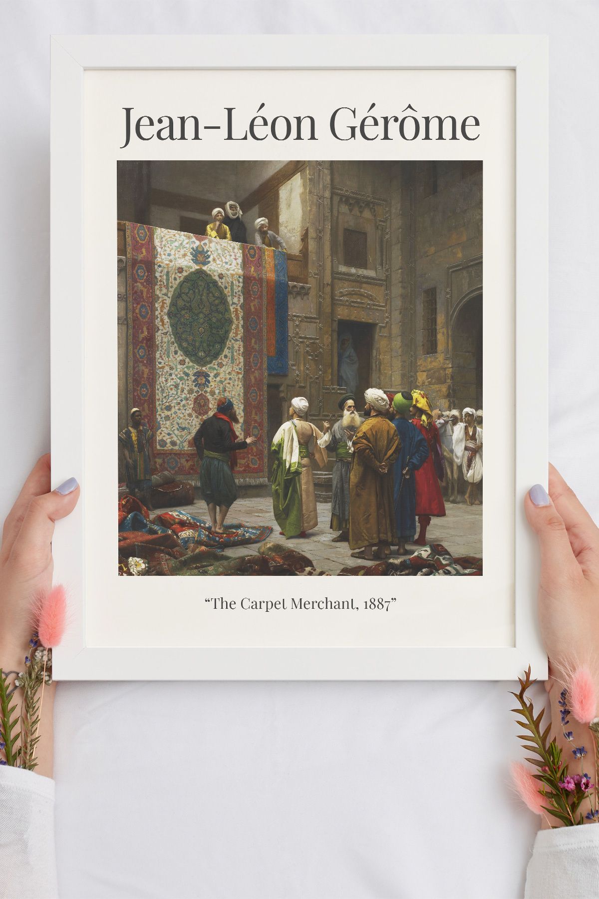 DuoArt-Jean Leon Gerome-Carpet Merchant Famous Works Natural Wood Framed White Poster 3