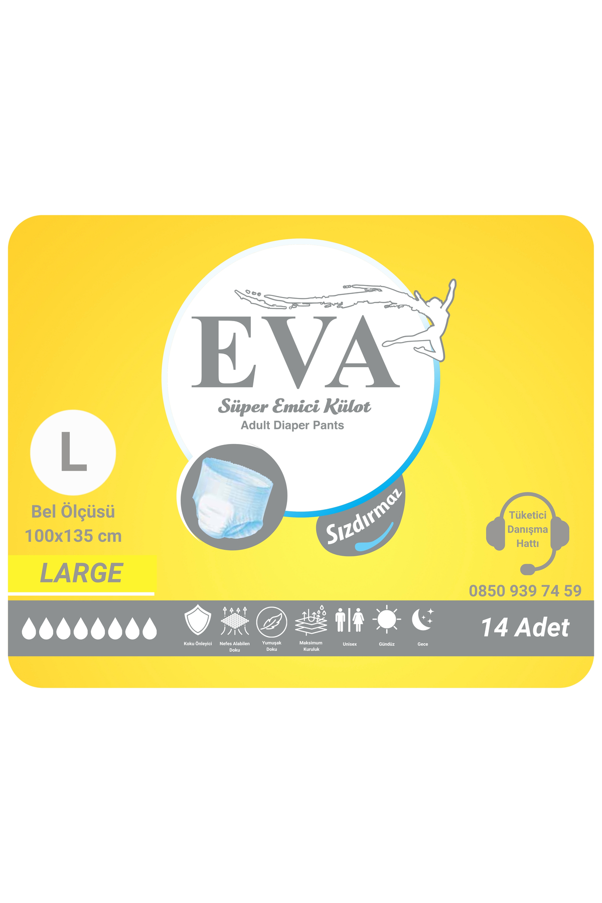 EVA Yetişkin Külot Hasta Bezi 14lü Large