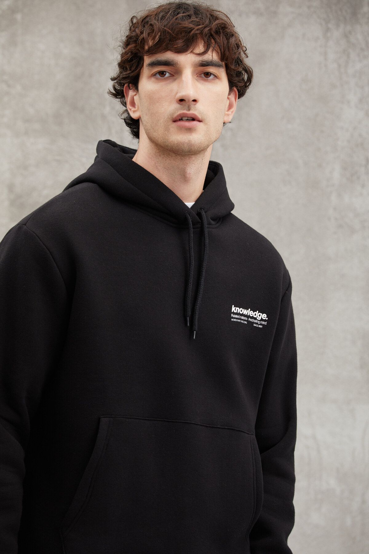 GRIMELANGE-Martel Men's Soft Fleece Inside Printed Regular Cord Black Sweatshirt 3