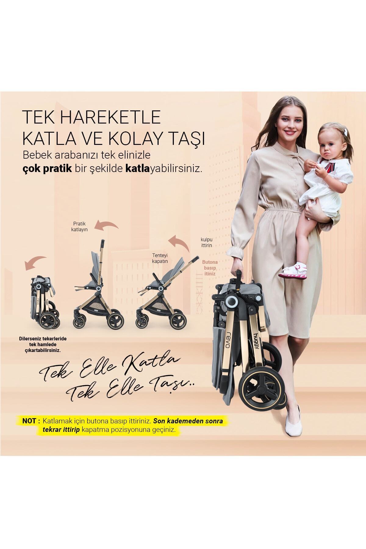 Huggy Revo 5 In 1 Çift Yönlü Travel Sistem Bebek Arabası Siyah fotoğrafı 2 (önizleme)