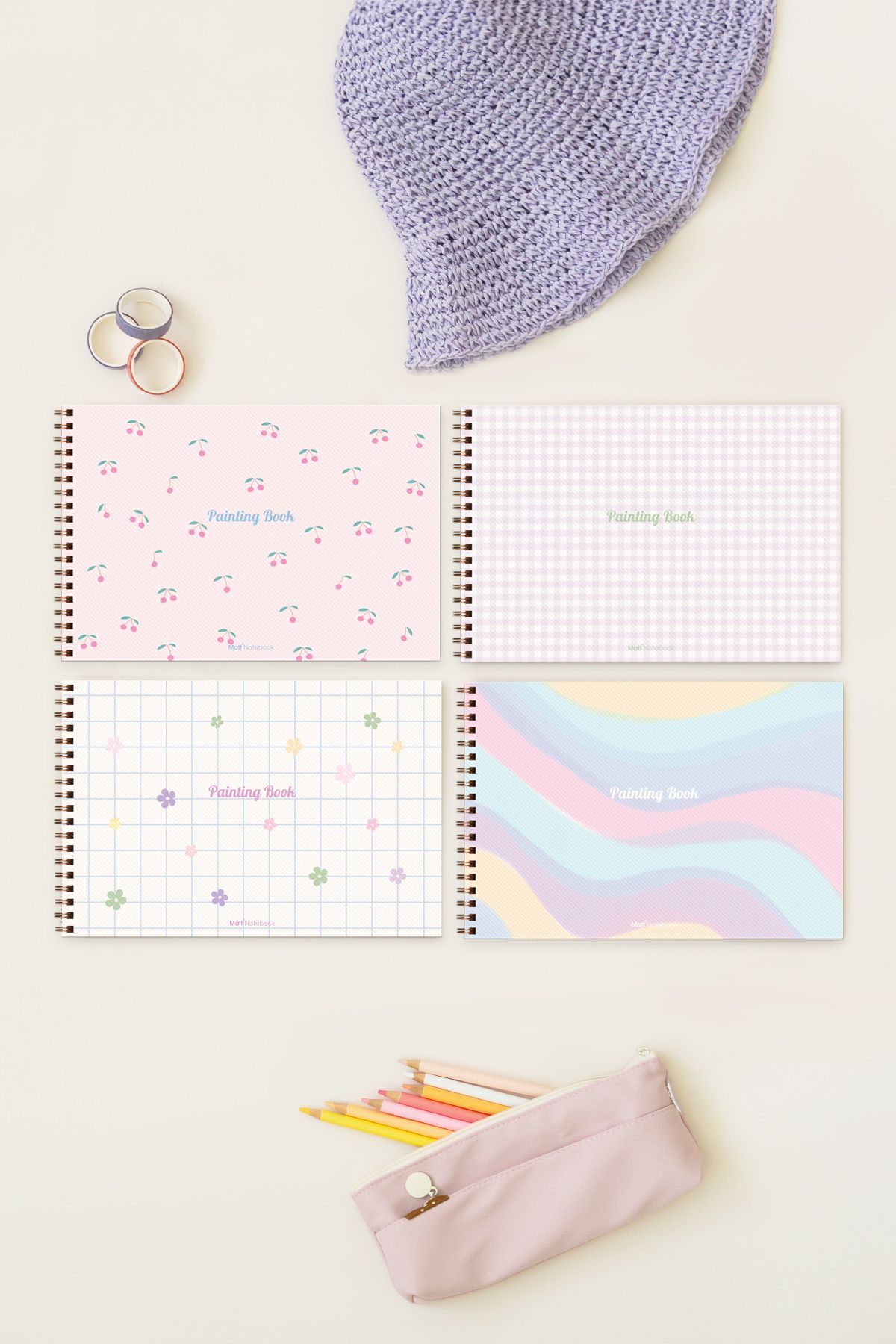 Matt Notebook-17x25 Set of 4 Picture Books 20 Sheets 150 Grams Small Size 2