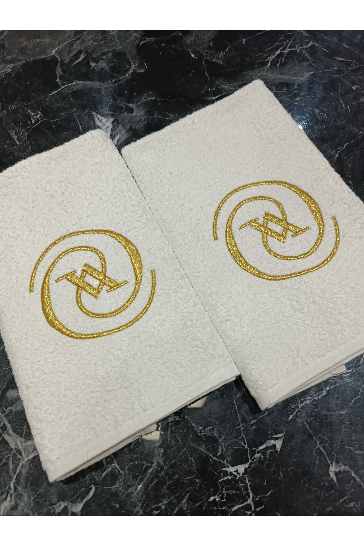 Gold Nakış işlemeli desenli mutfak havlusu 2'li