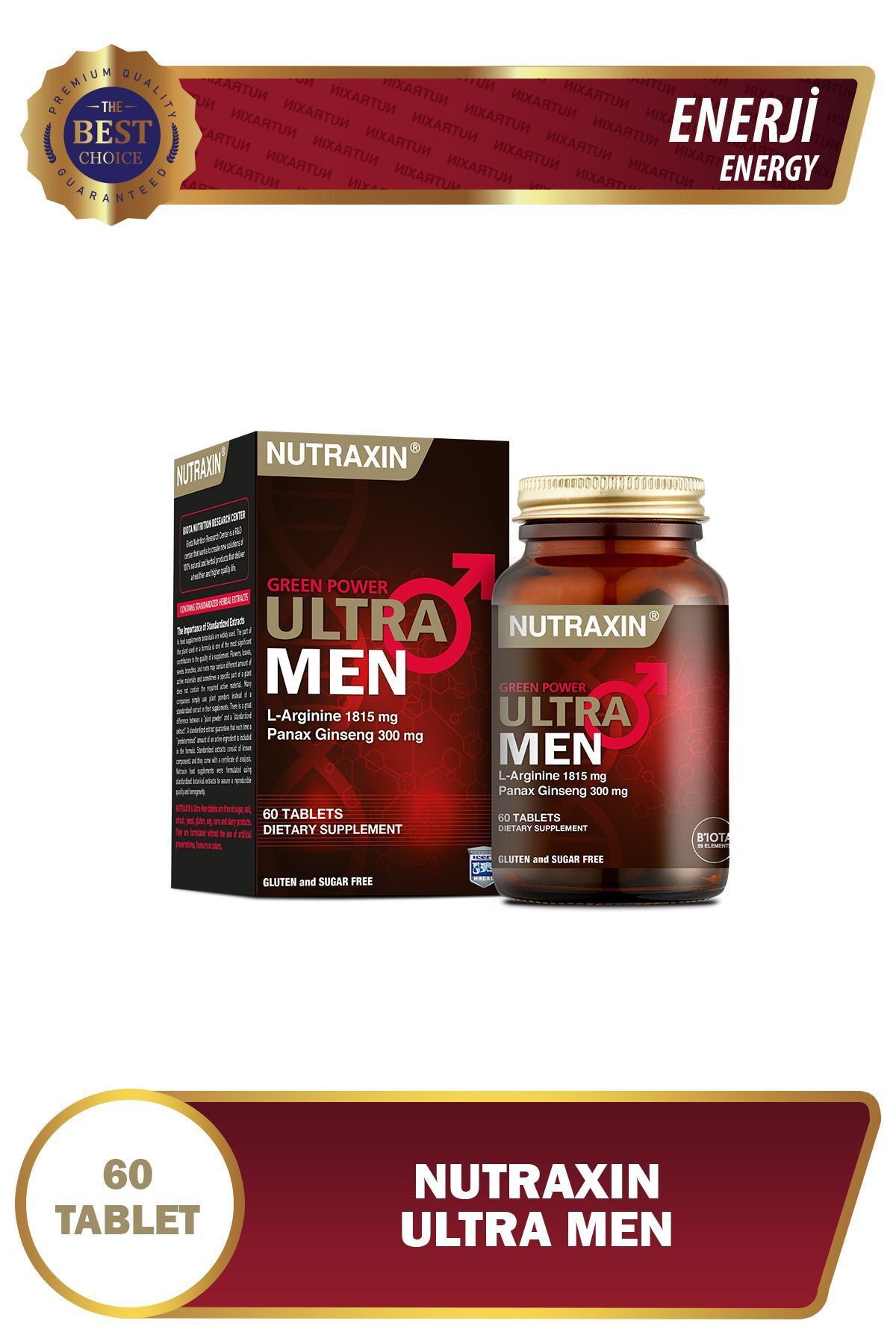 Nutraxin Ultra Men 60 таблеток - L-аргинин, женьшень, имбирь, расторопша, корица 8680512607809