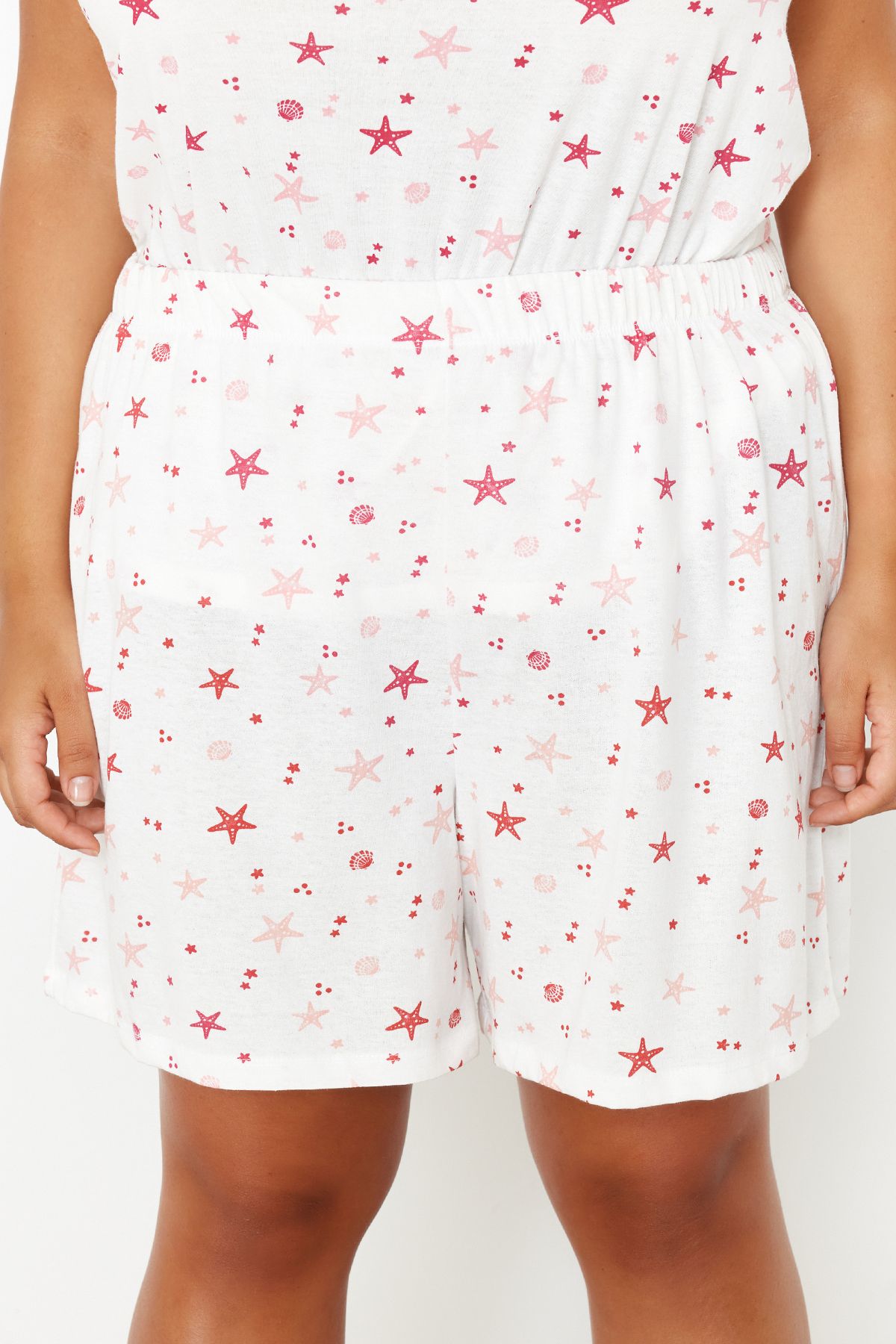 Trendyol Curve-Starfish Patterned Pink Knitted Pajama Set - TBBSS24AI00140 5