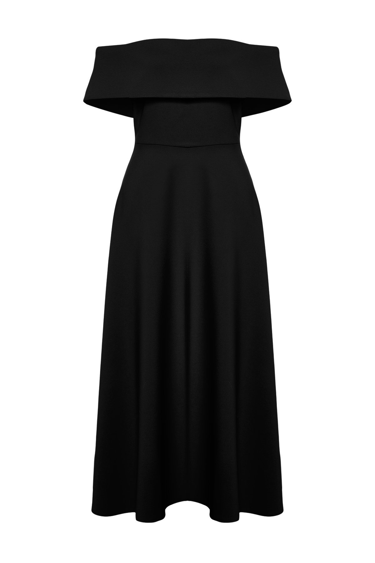 Trendyolmilla  Siyah Yaka Detaylı A-Kesim Dokuma Şık Abiye Elbise TPRSS24EL00210 - Görsel 9