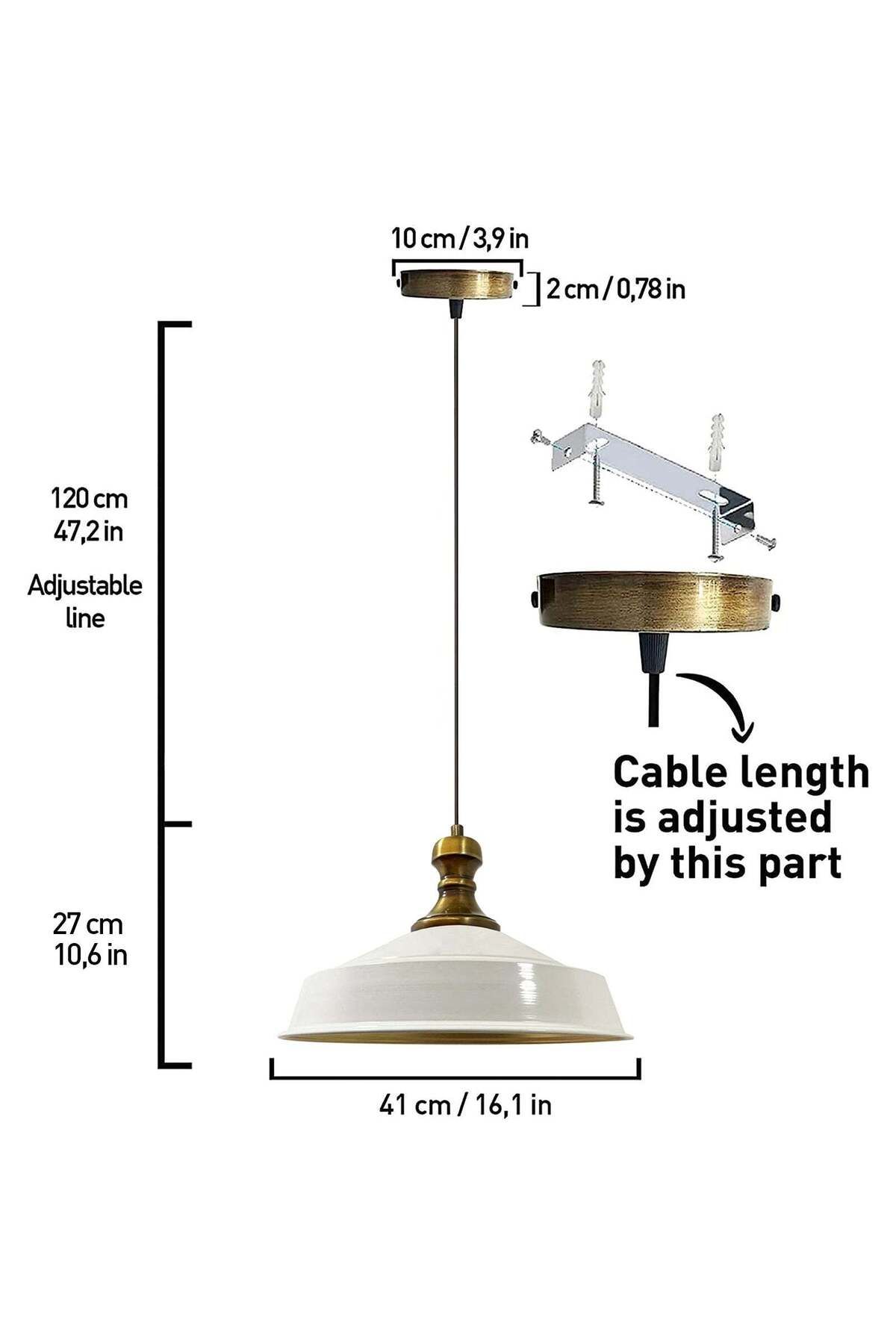 Bamyum-Pendelleuchte Asletl-Knob, Metall, 41 cm, Weiß Lampe 4