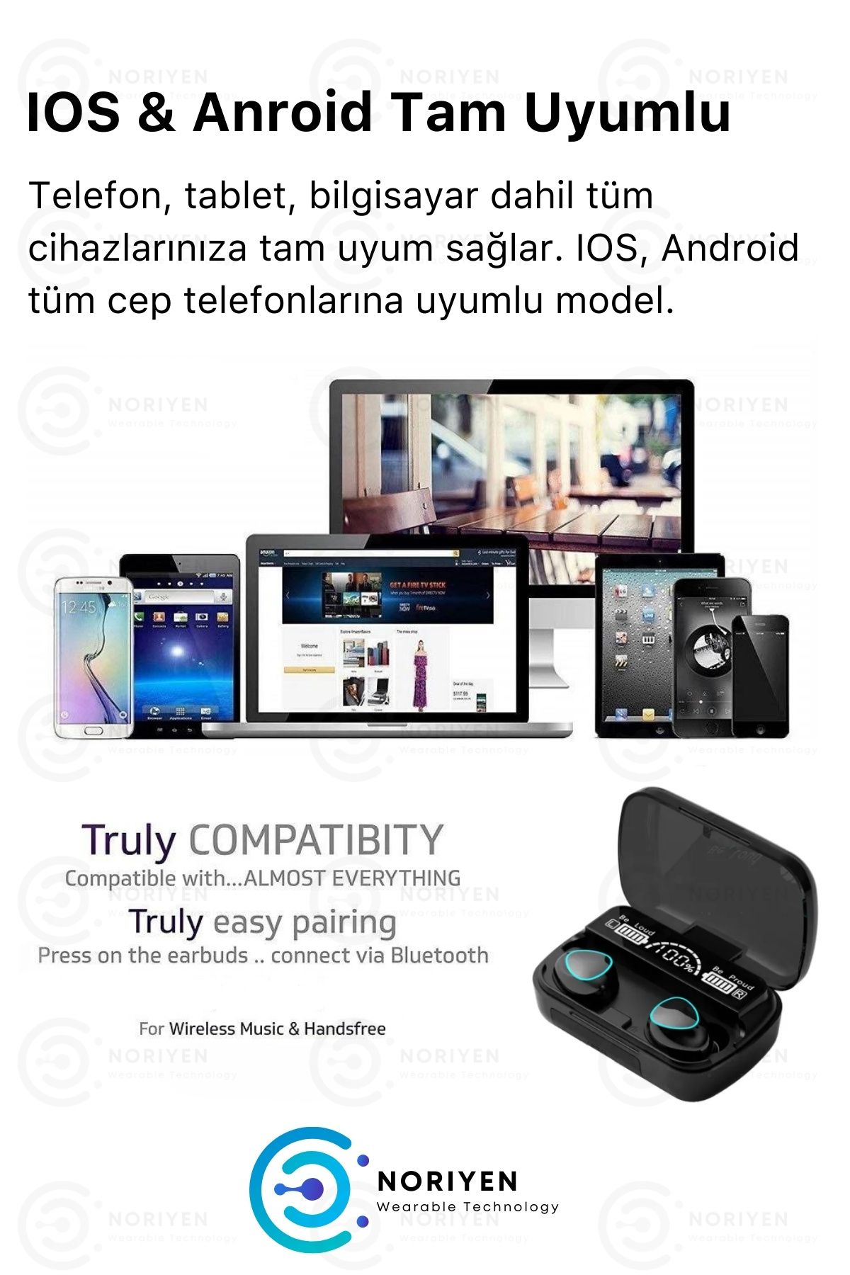 M10 Powerbank Özellikli Full HD Ses Ios Android Uyumlu Dokunmatik 5.1 Bluetooth Kablosuz Kulaklık