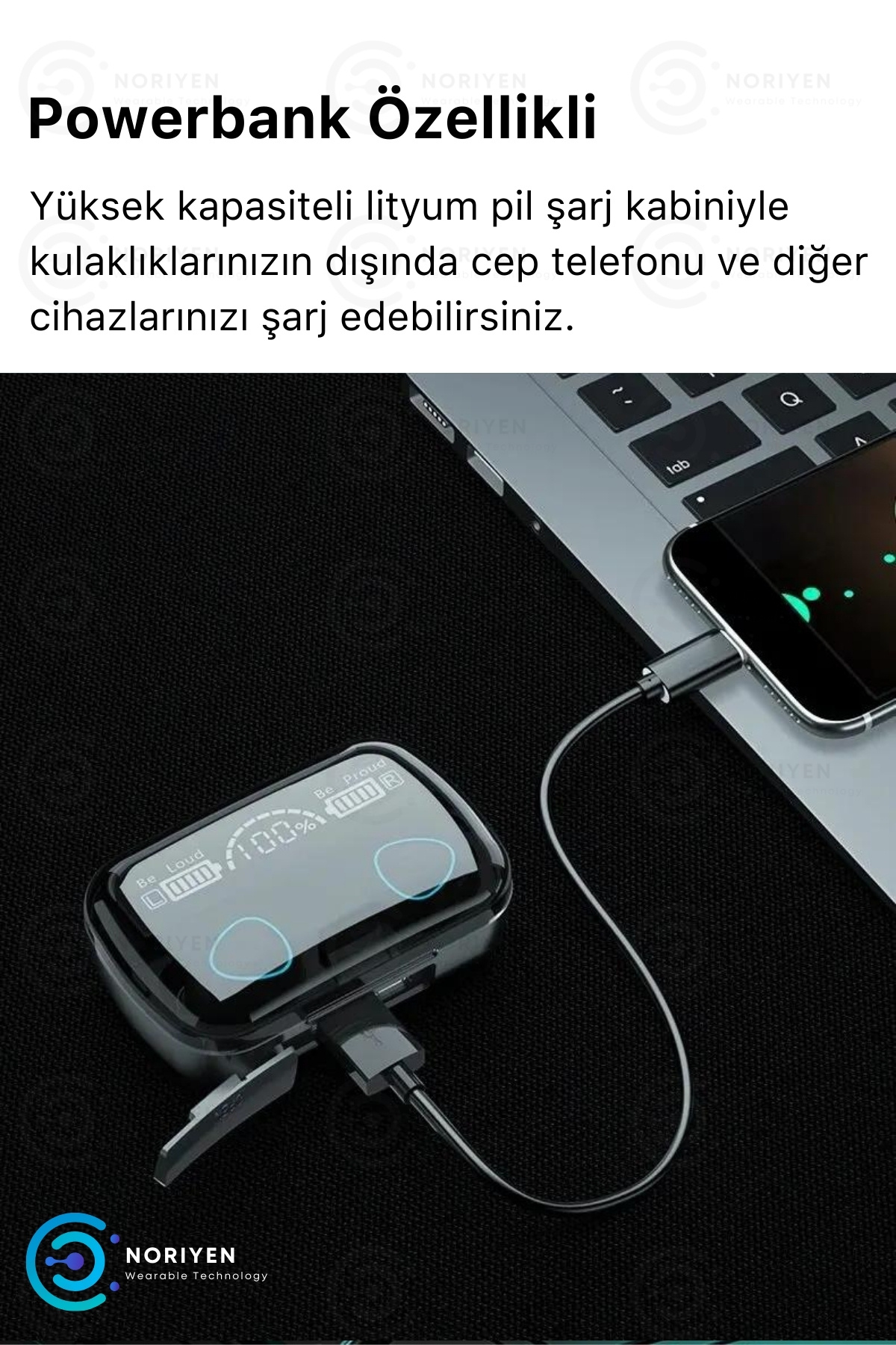 M10 Powerbank Özellikli Full HD Ses Ios Android Uyumlu Dokunmatik 5.1 Bluetooth Kablosuz Kulaklık