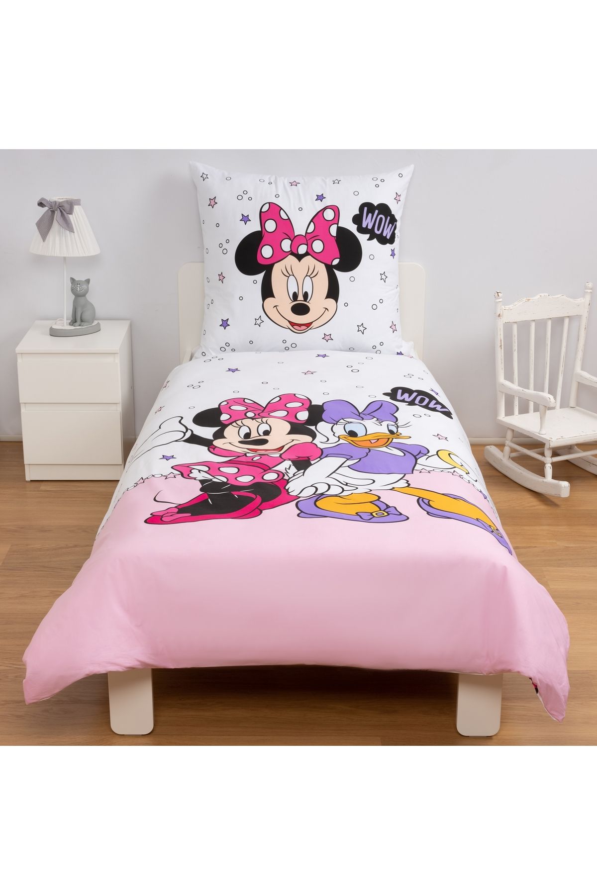 Хлопковый двусторонний пододеяльник Disney Minnie & Daisy с лицензией Crown, размер 140x200 см, наволочка 65x65 см 000000001000048094