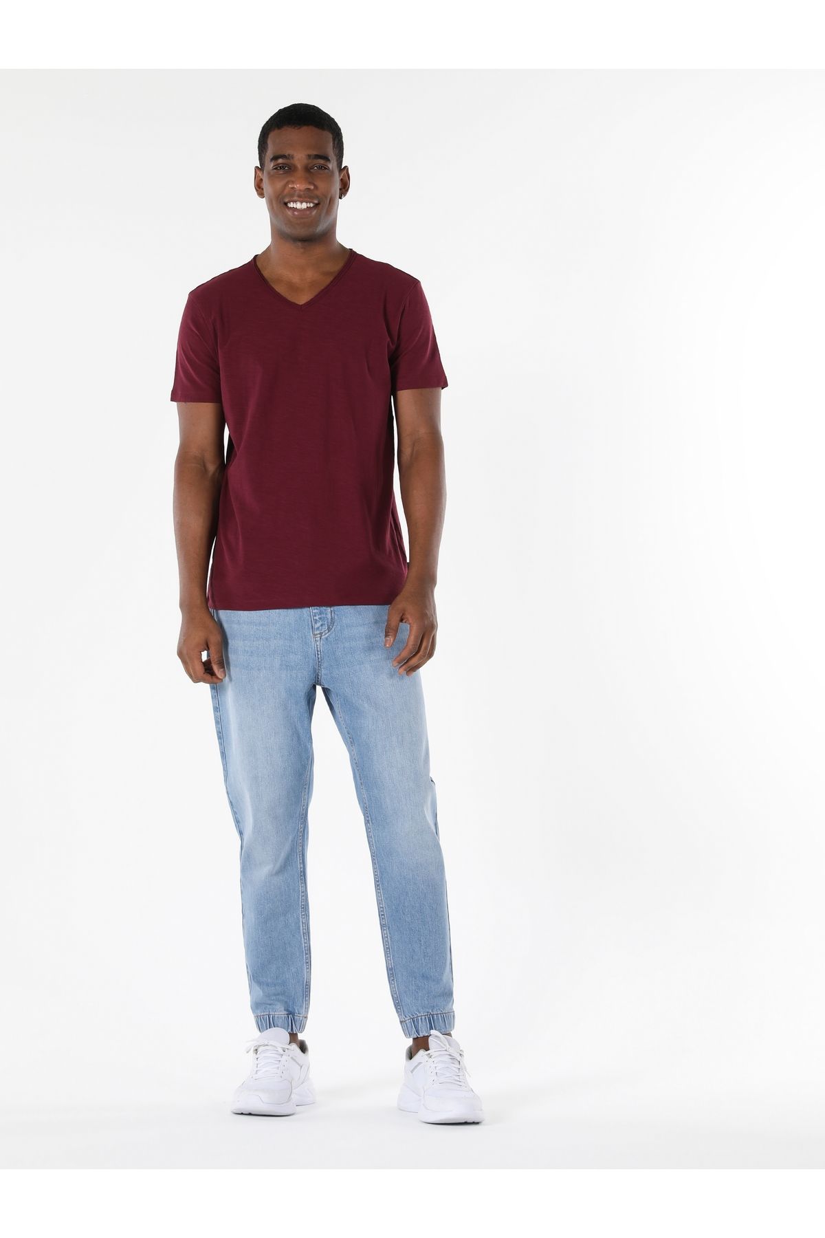 Colin's-Tricou cu mânecă scurtă pentru bărbați, cu decolteu în V, roșu Claret, Cl 1006931 6