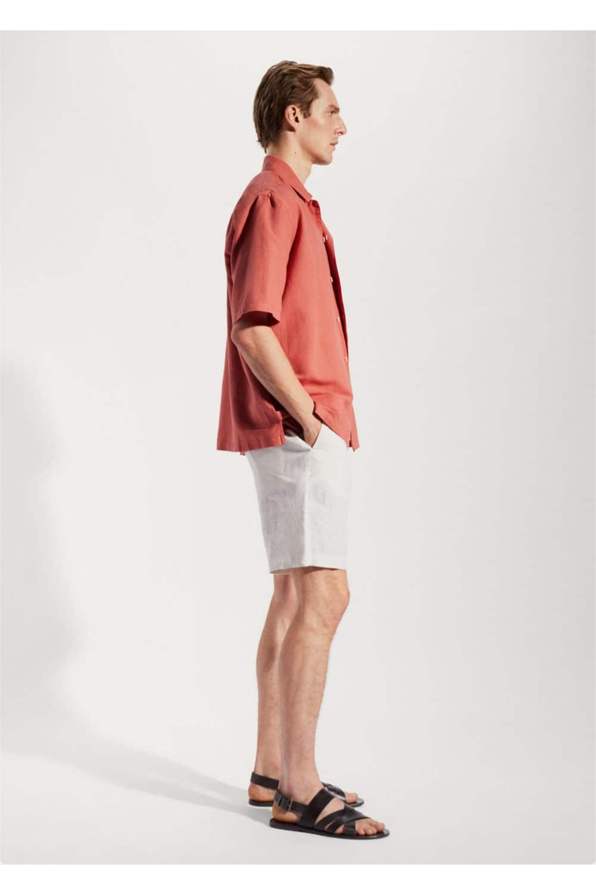 پیراهن مردانه قرمز منگوMANGO Man | 57020618 اورجینال - تصویر 8