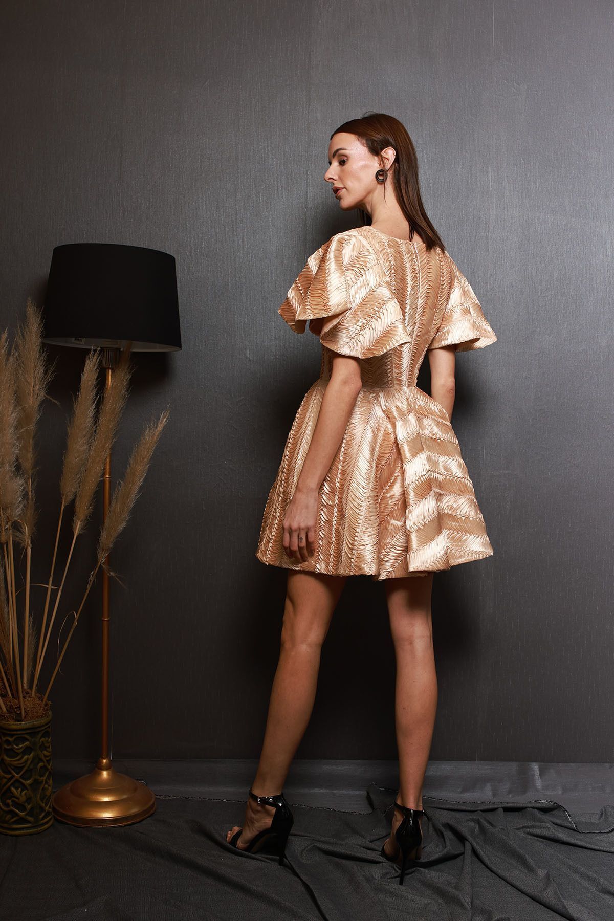 aylin yılmaz-Qiqrat Nude Specially Designed Mini Stylish Invitation Dress Made of Special Fabric 5