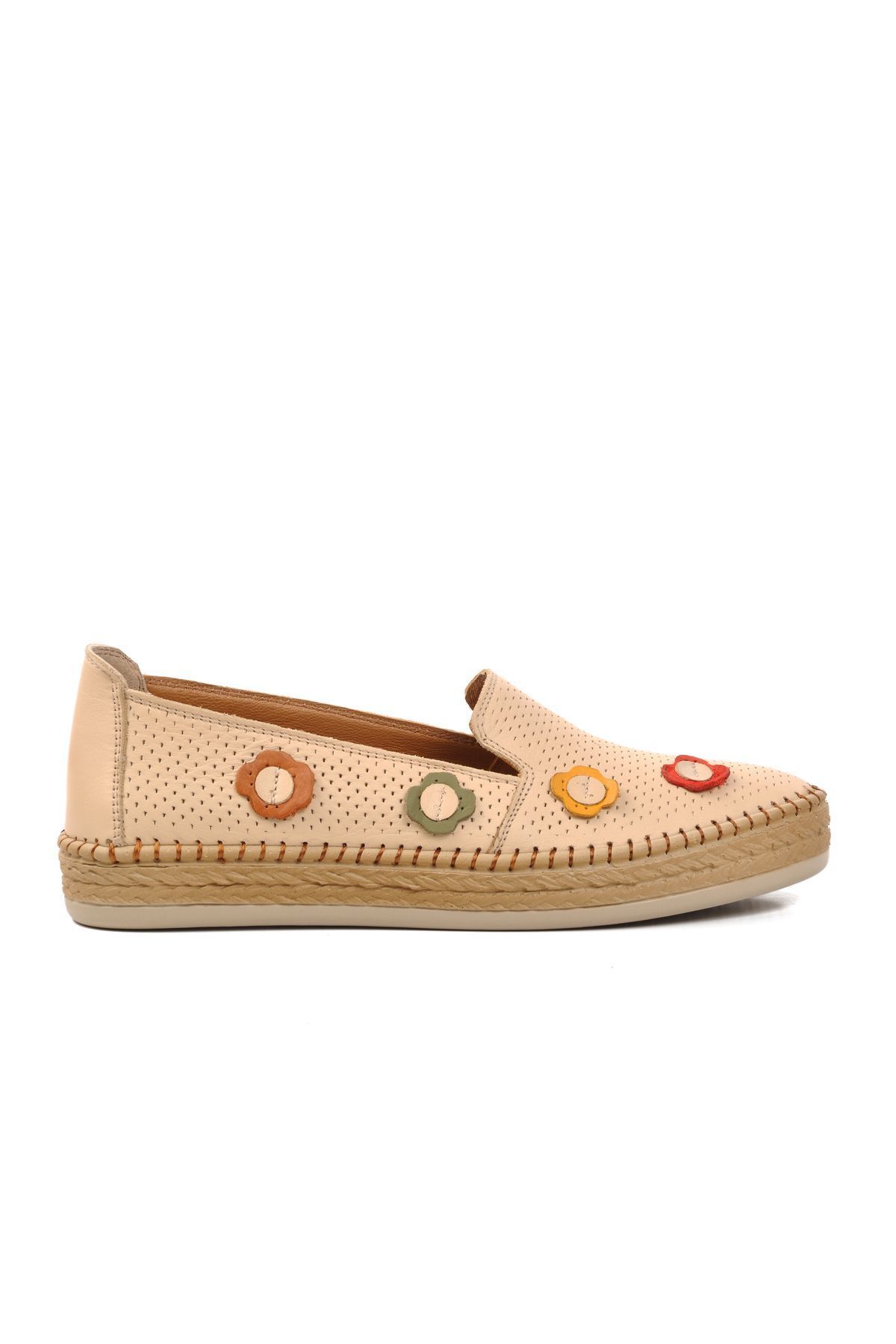 AYAKMOD 394164 Pantofi Casual De Damă Din Piele Naturală Bej, Cu Potrivire Largă Femeie - 39