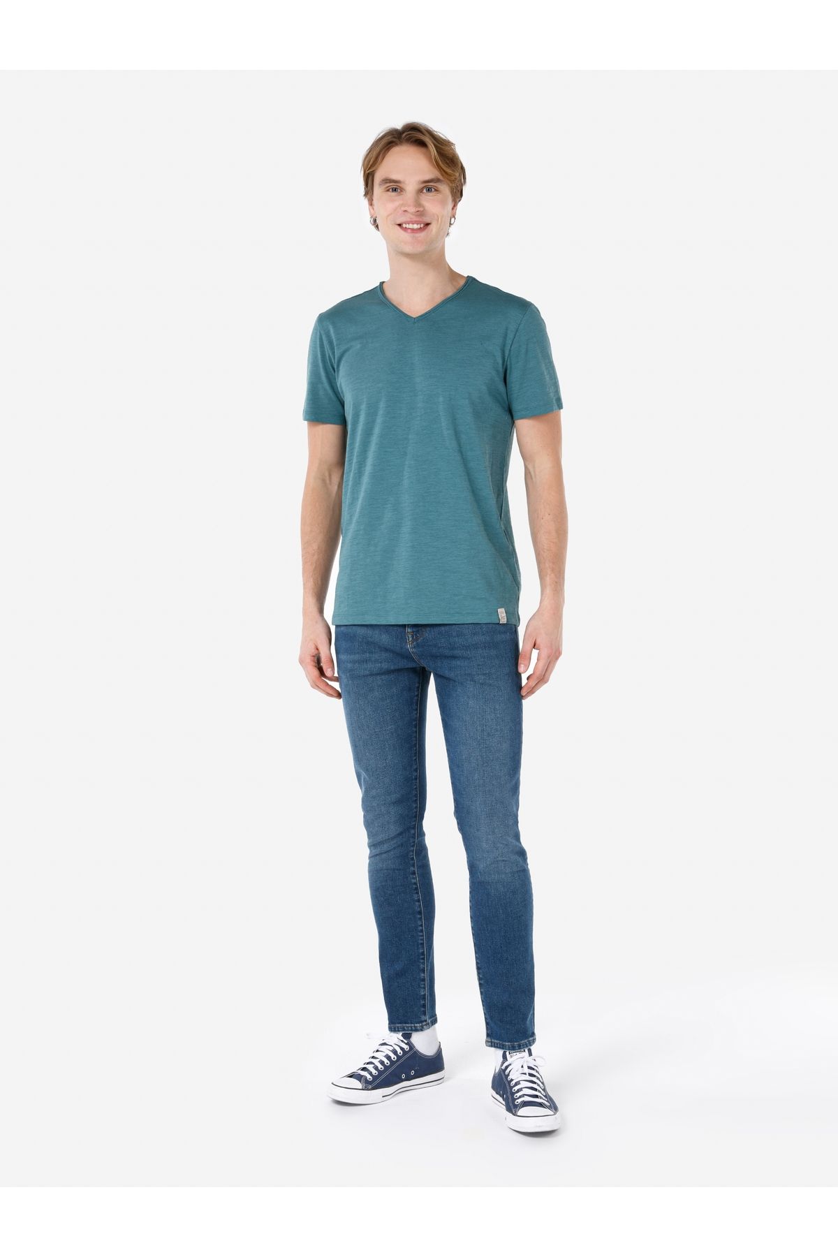 تی شرت سبز مردانه یقه دوچرخه تناسب منظم آستین کوتاه مسطح T SHIRT CL1058584 کولینز Colin’s
