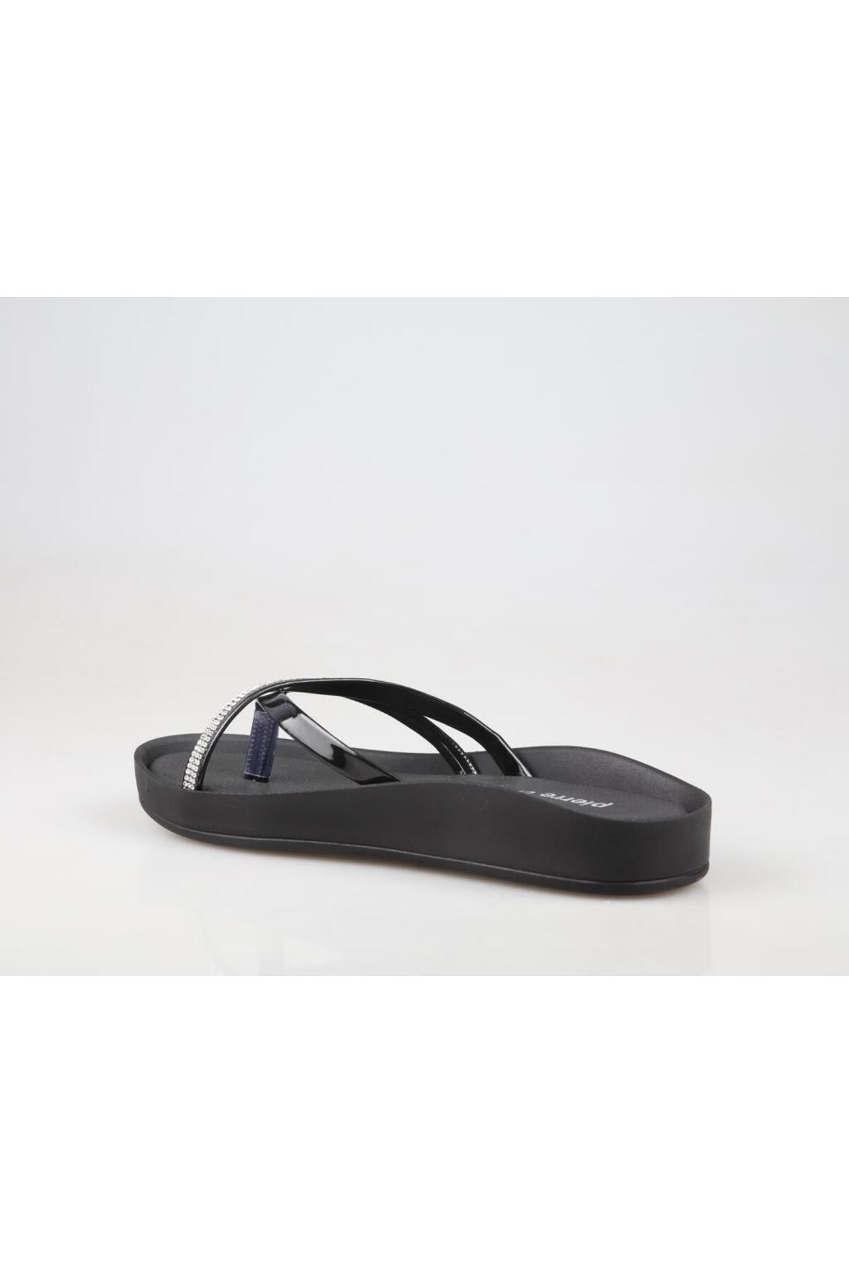 دمپایی Pierre Cardin پیر کاردین زنانه چرم مشکی ارتوپدی PC-6963 اورجینال - تصویر 2