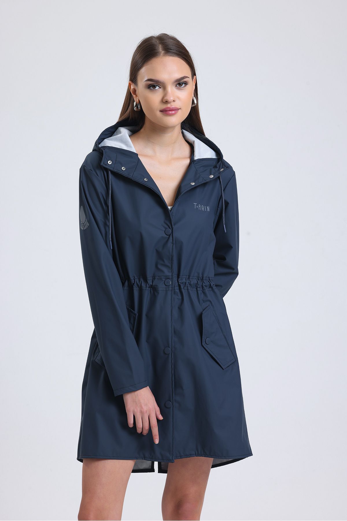 T Rain Stay Dry Lacivert Kadın Yağmurluk görsel 6