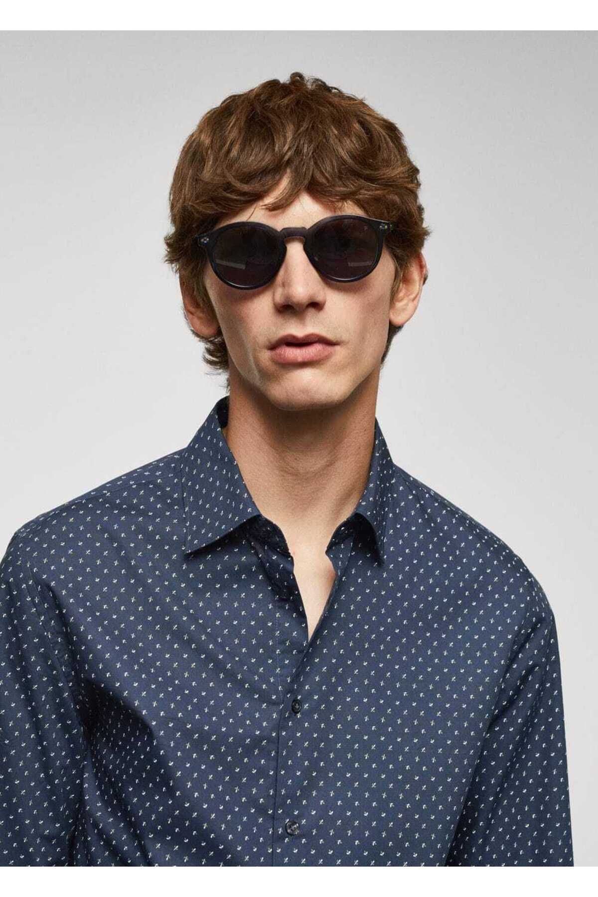 MANGO Man-Hemd aus 100 % Baumwolle mit Mikroblatt-Print 7