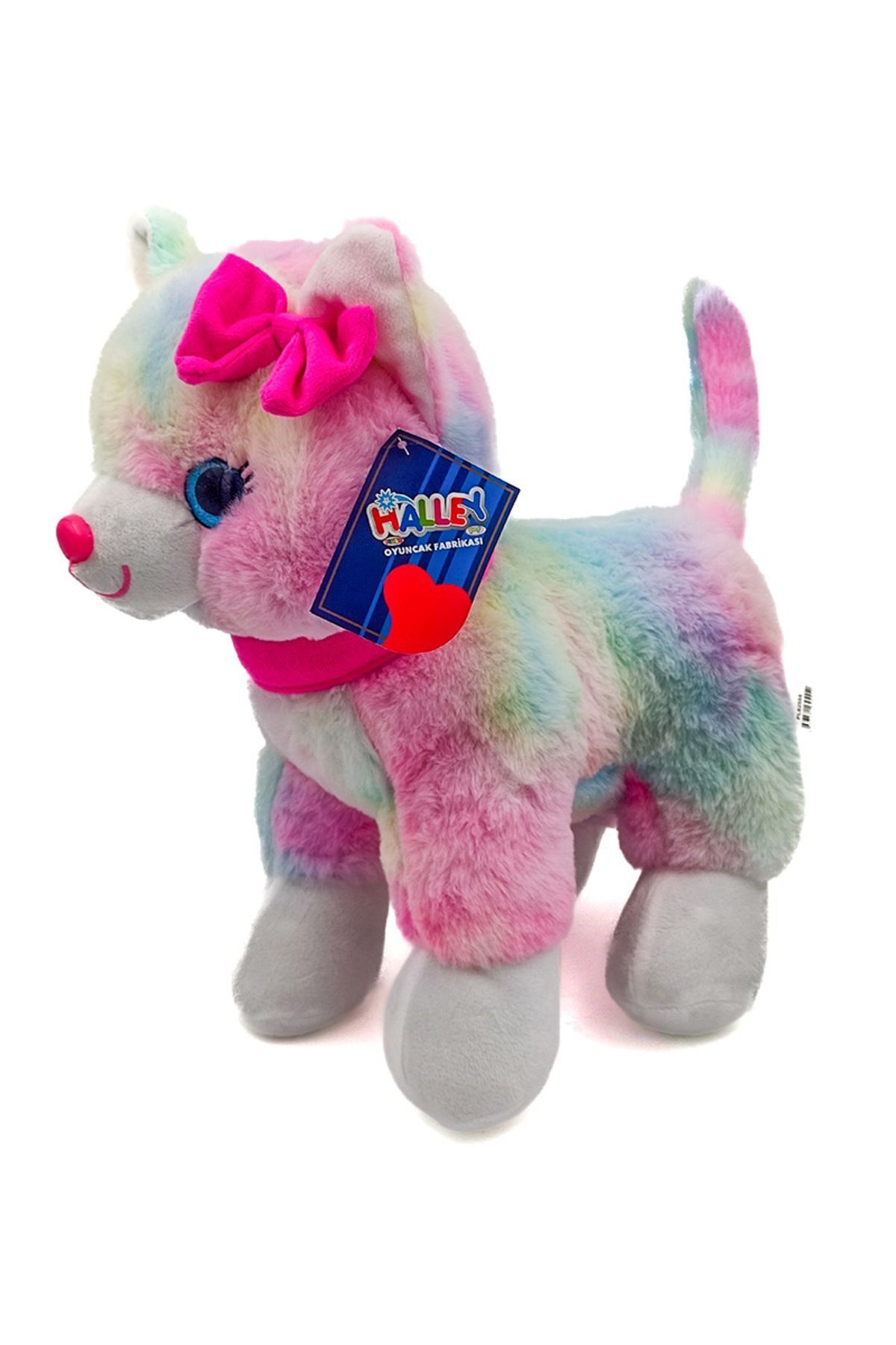 HALLEY Peluş Pembe Tokalı Kedi 30 Cm Renkli - MAVİ SU DÜNYASI