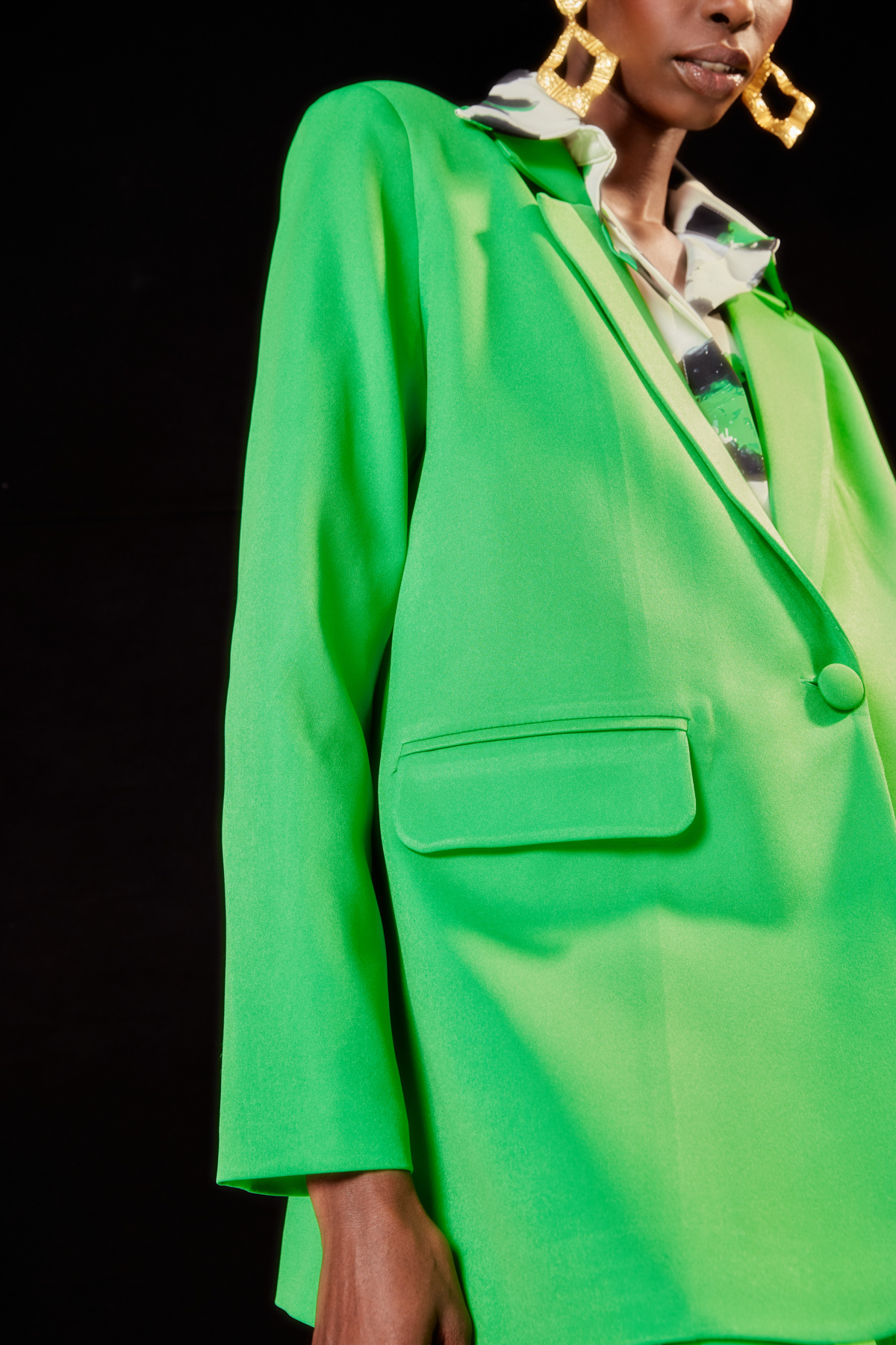 Sateen-Jachetă casual clasică verde deschis 8