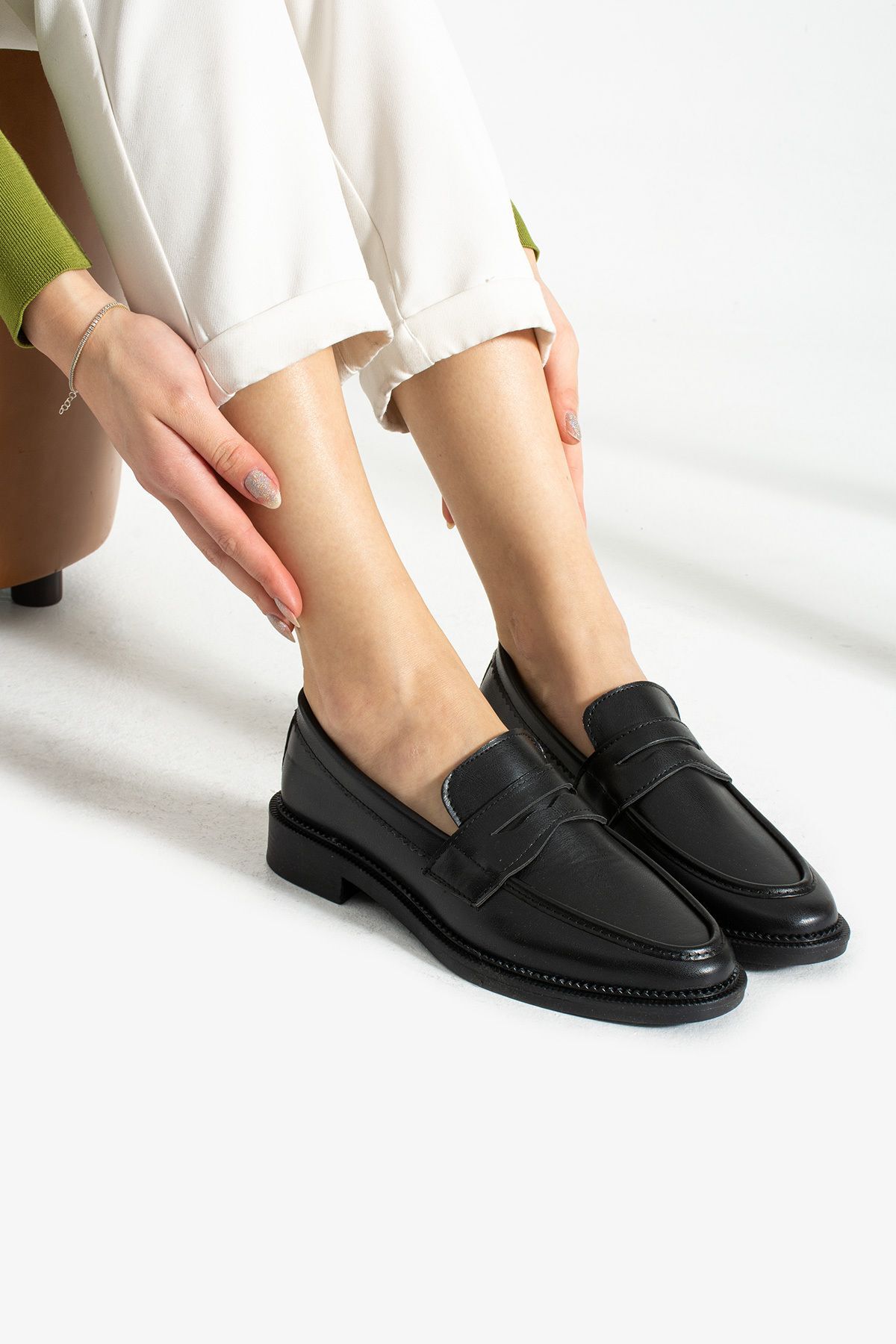 Ayax  2024 Siyah Günlük Leofer Kadın Ayakkabı - Görsel 4