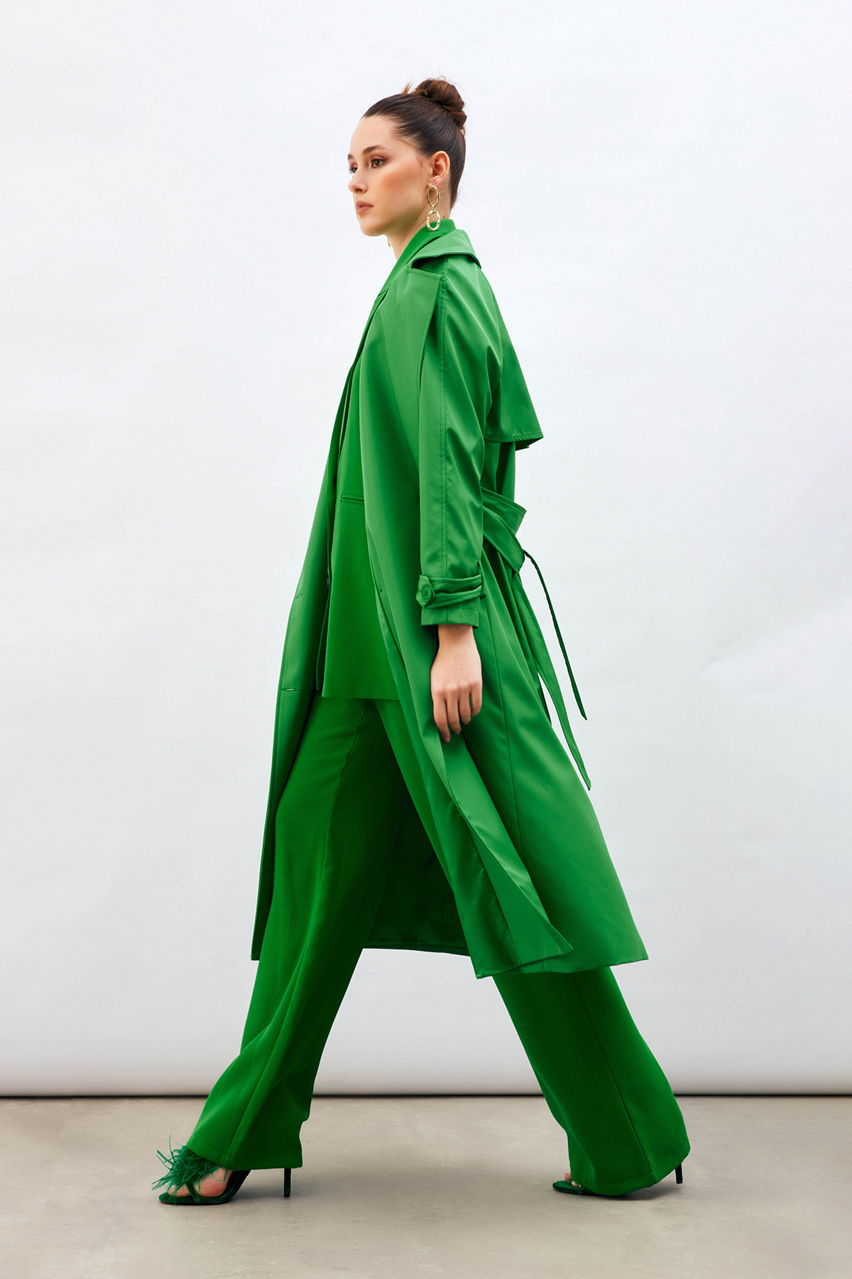 Sateen-Ζώνη Long Trench - Πράσινη 6