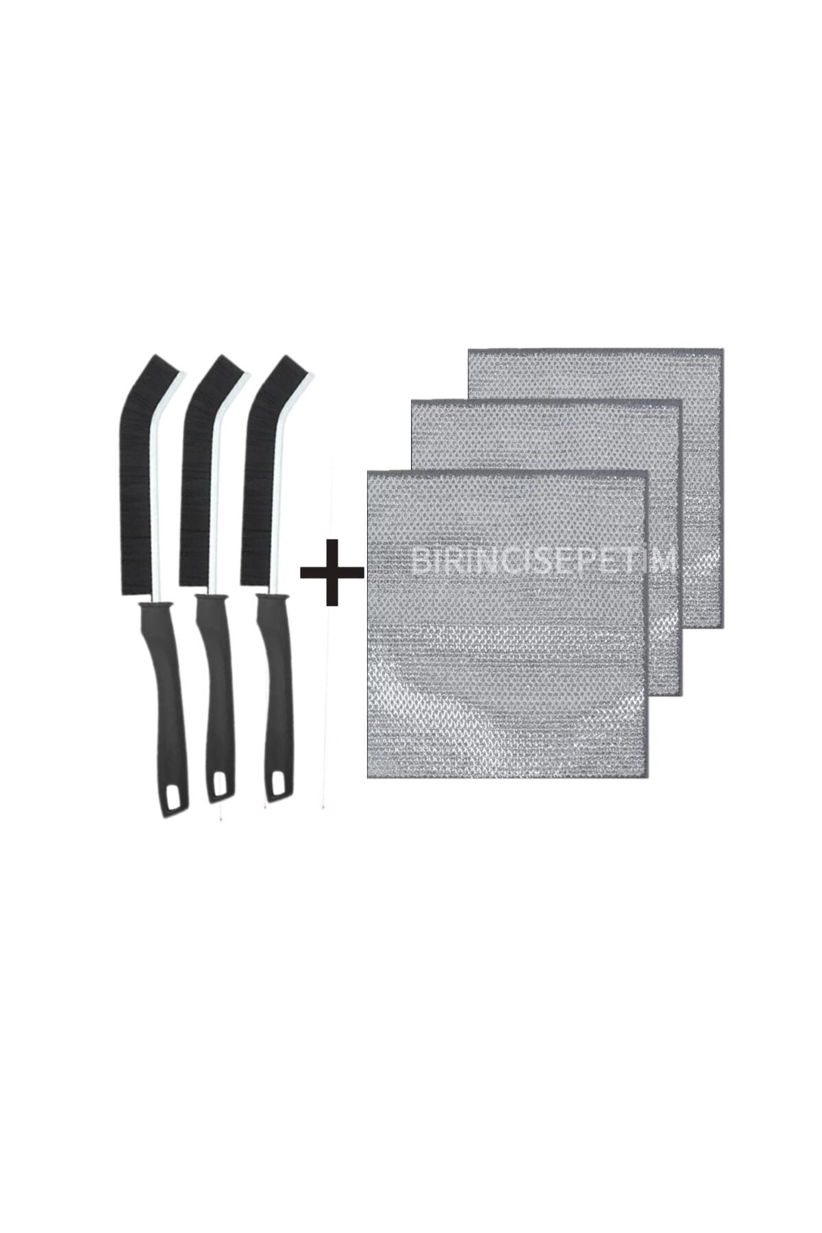 VANCL Süper İkili Set + Temizlik Seti 3 Adet Ara Fırça 3 Adet Çizilmez Tel Bulaşık Bezi