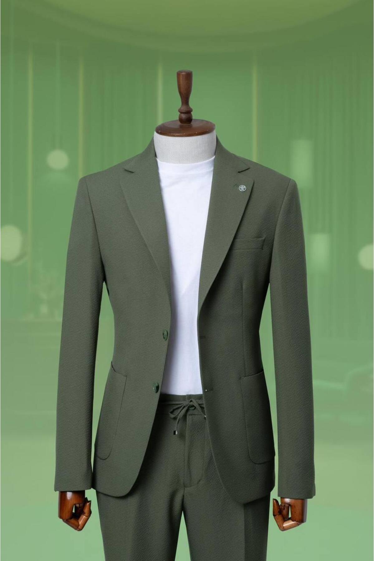 WENNO  Takım Elbise Gofre İpli Yeşil