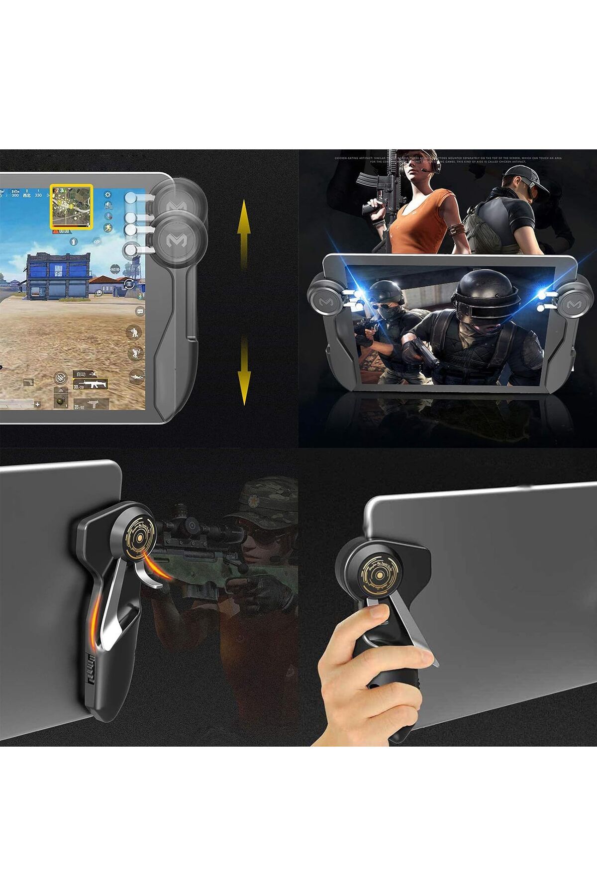 iPad Tablet için 2 Adet Oyun Joystick Tetik Kolu 6 Parmak L1R1 Pubg Mobile Ateş Tetiği Kolu Memo - 5