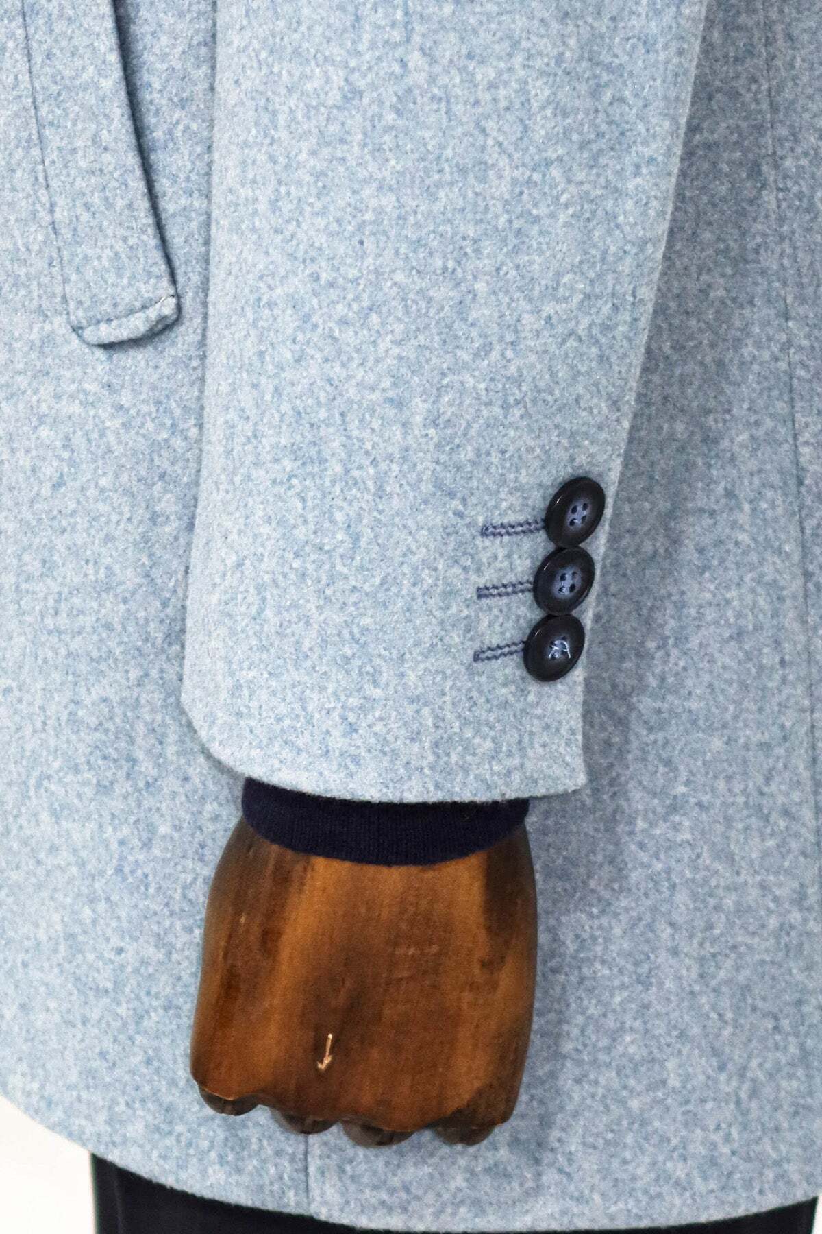 Açık Mavi Geniş Yaka Yün Erkek Kaban - Wessi — آبی KP-3125-222246 — تصویر 5 از 5