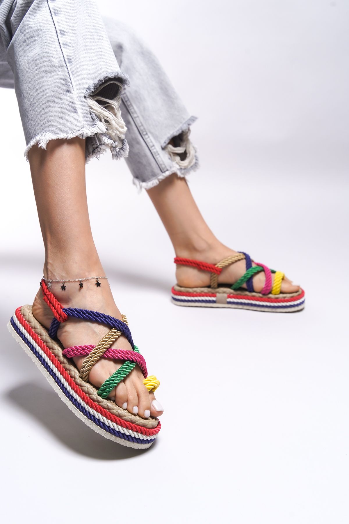 Riccon-Edlivren0012101 Modell Damen Sandalen - Regenbogen Design 4