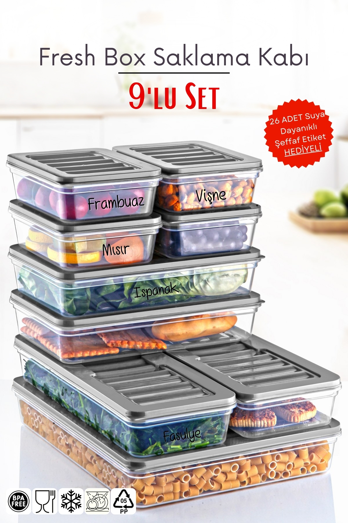 Nandy Home 9 Lu Set Freshbox Mikrodalga Ve Difrize Uygun Saklama Kabı ...