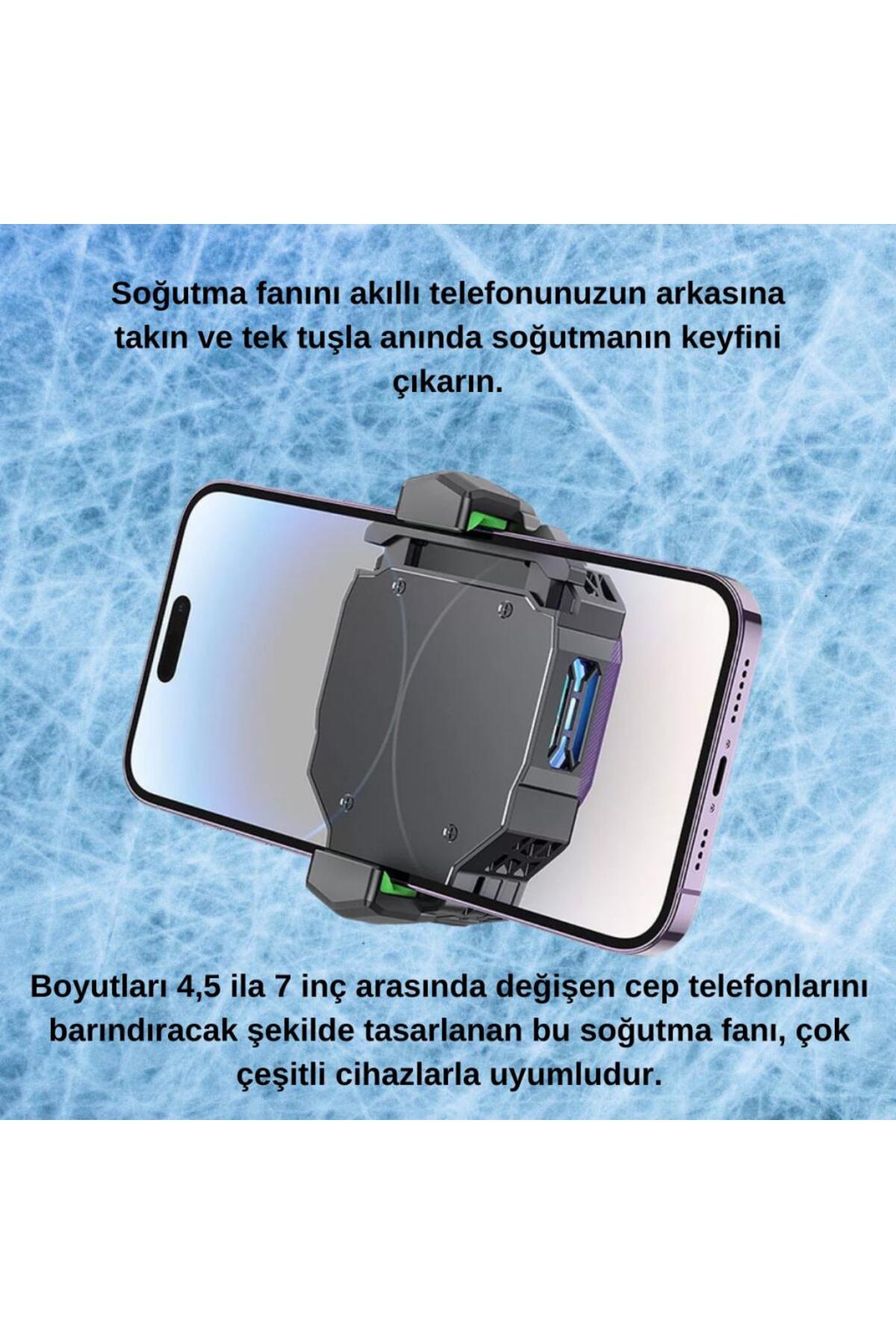 Universal Işıklı Radyatörlü SüperCool Oyuncular için Telefon Soğutma Fanı, Kompakt Soğutucu 5