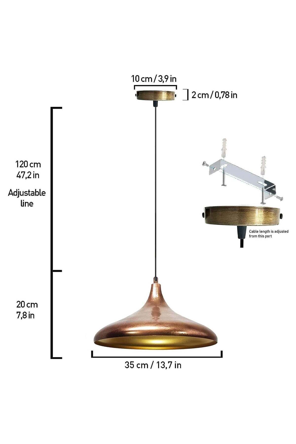 Bamyum-35cm Champion Pendelleuchte - E27 Kupferlampe 5