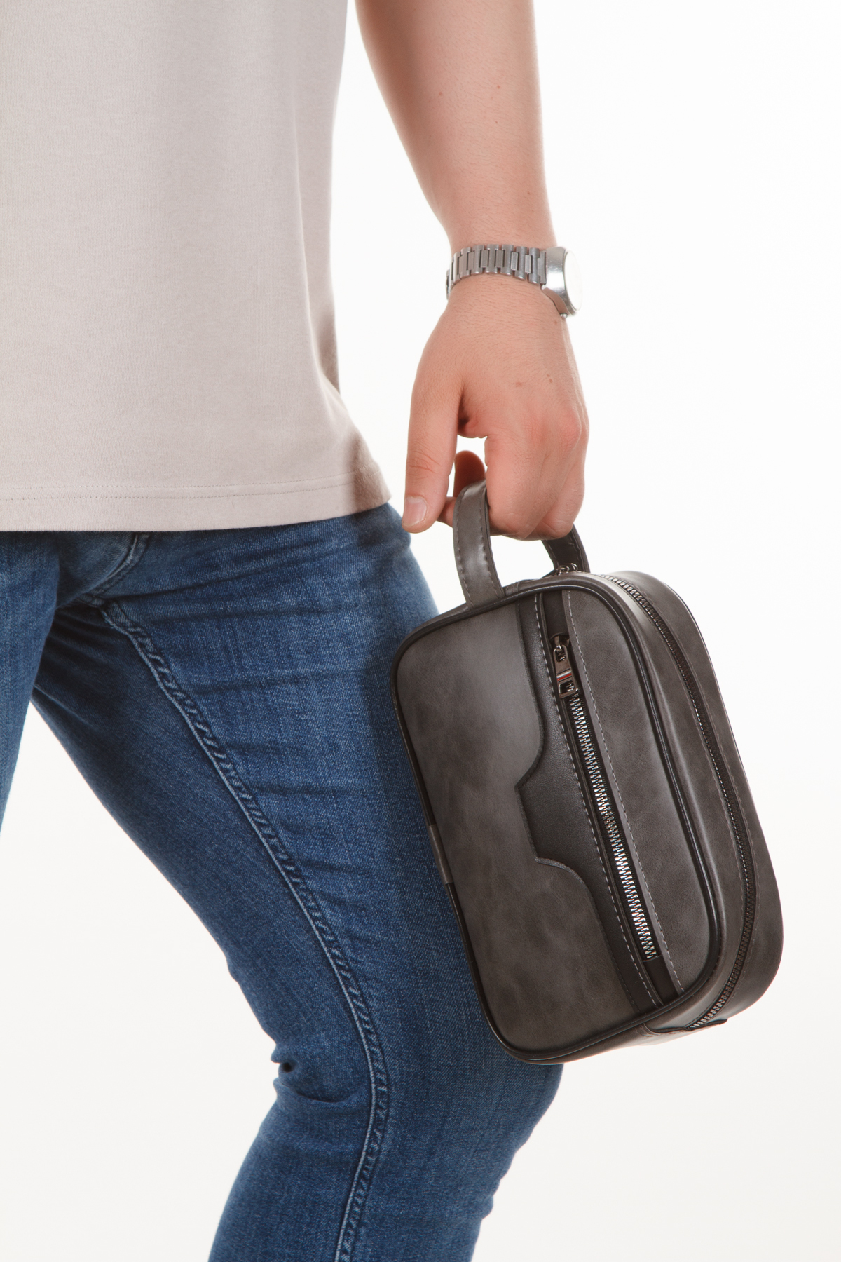 Newish Polo Crazy Desenli Suni Deri Portföy-Clutch Traşlık ve El Çantası (günlük, seyahat) görsel 4