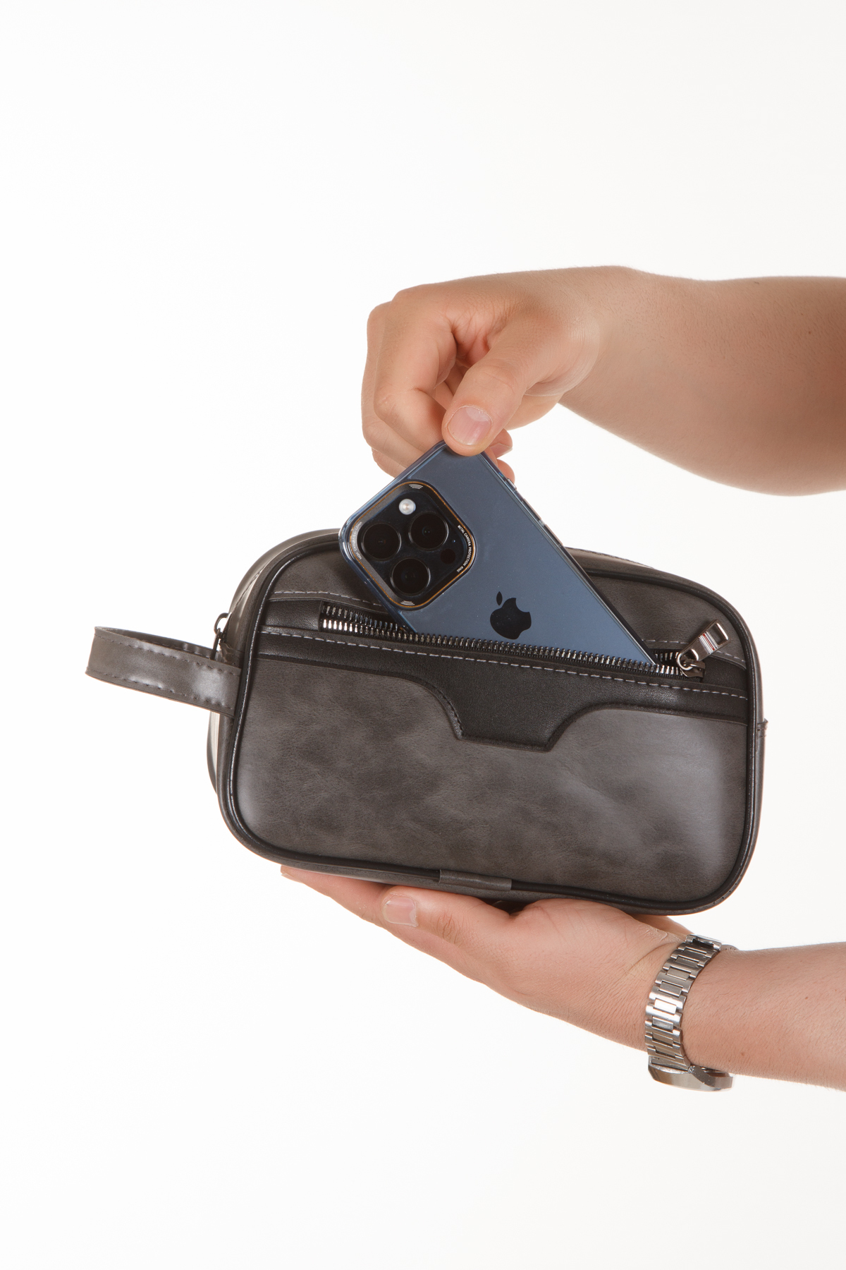 Newish Polo Crazy Desenli Suni Deri Portföy-Clutch Traşlık ve El Çantası (günlük, seyahat) görsel 3
