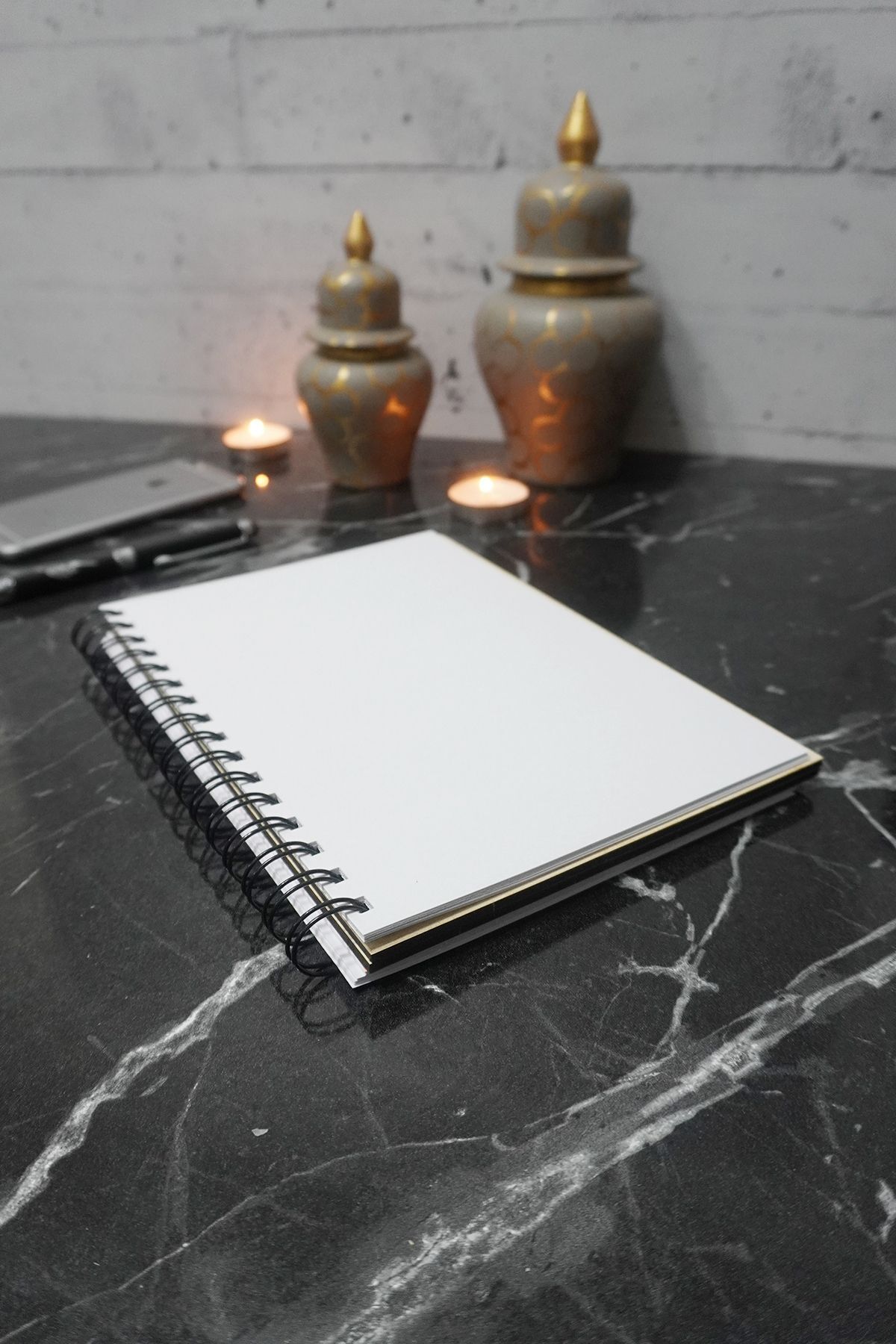 markcat-Mandala Patterned Notebook with Wooden Cover - Unlined Agenda and Daily Use - A5 Memory Book 5