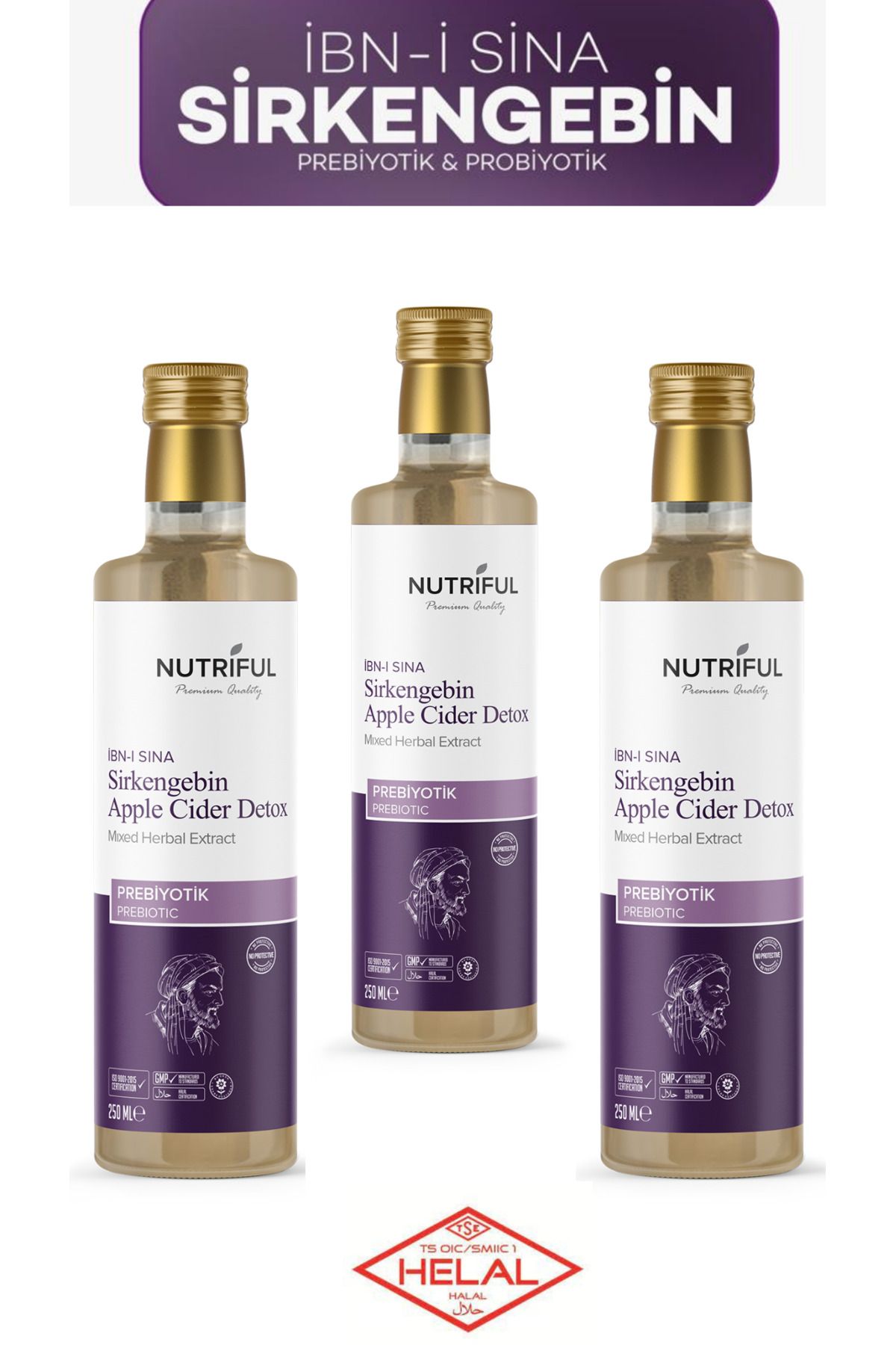 Nutriful İbni Sina Sirkengebin Prebiyotik Sirkesi 3'lü Fırsat Paketi