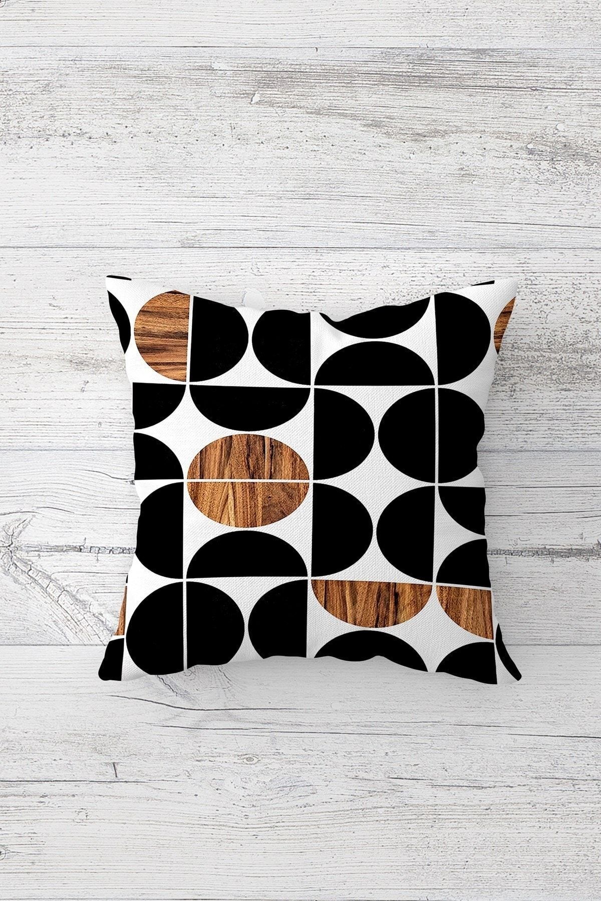 on the clouds-Giraffe And Circle Pattern Hello Written Hidden Zippered Throw Pillow Cover Sofa Pillow Cover Set (4pcs) 3
