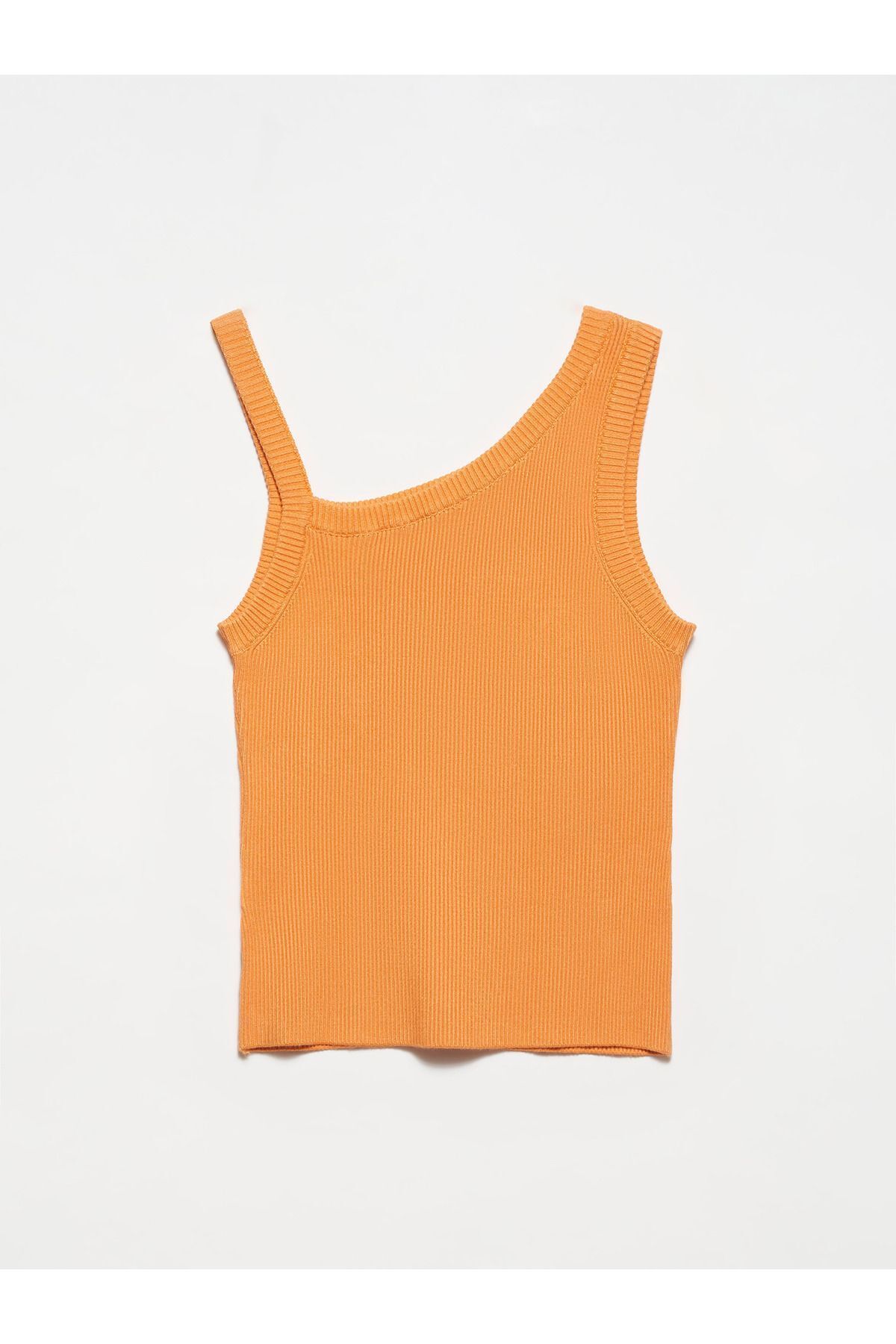 Dilvin-10385 Collar Sleeve Edge Stoned Knitwear Athlete-Orange 2