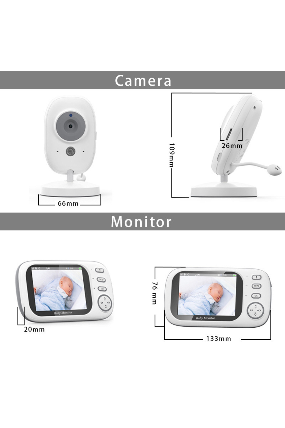 MATECHNO LCD Monitörlü Gece Görüşlü Bebek Kamerası Bebek İzleme Kamerası Oda Sıcaklığı Kontrollü Müzik Çalar fotoğrafı 6 (önizleme)