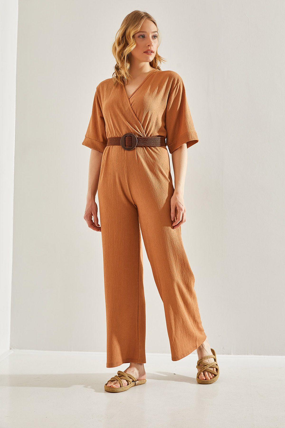 Bianco Lucci-Kétsoros galléros öves női jumpsuit -60221027 6